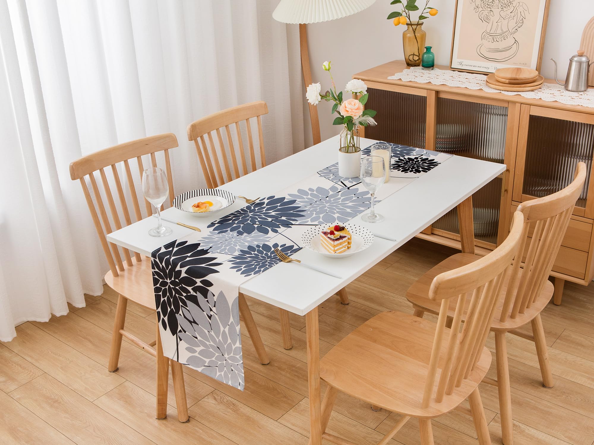 Runner da tavolo primaverile e moderno, lavabile, effetto lino, impermeabile, adatto come decorazione per sala da pranzo, per feste e per le vacanze (viola, 40 x 180 cm