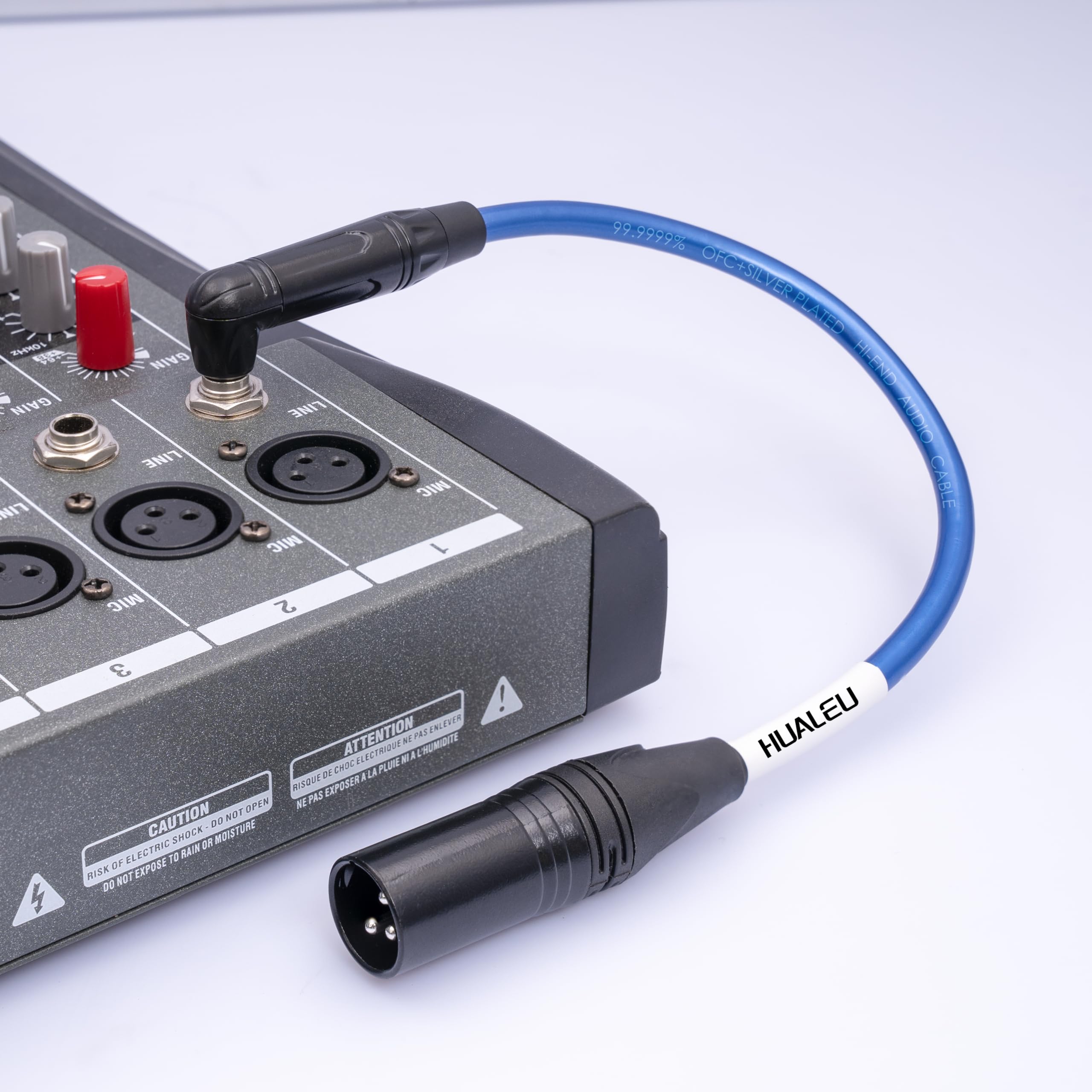 Audiokabel, rechtwinklig, 6,35 mm TS auf XLR 3-poliger Stecker, 6,35 mm TS Mono rechtwinklig auf XLR-Stecker, 3-polig, 6 N OFC + versilbertes HI-End-Audiokabel für Mikrofon-Mixer, 30 cm, 2
