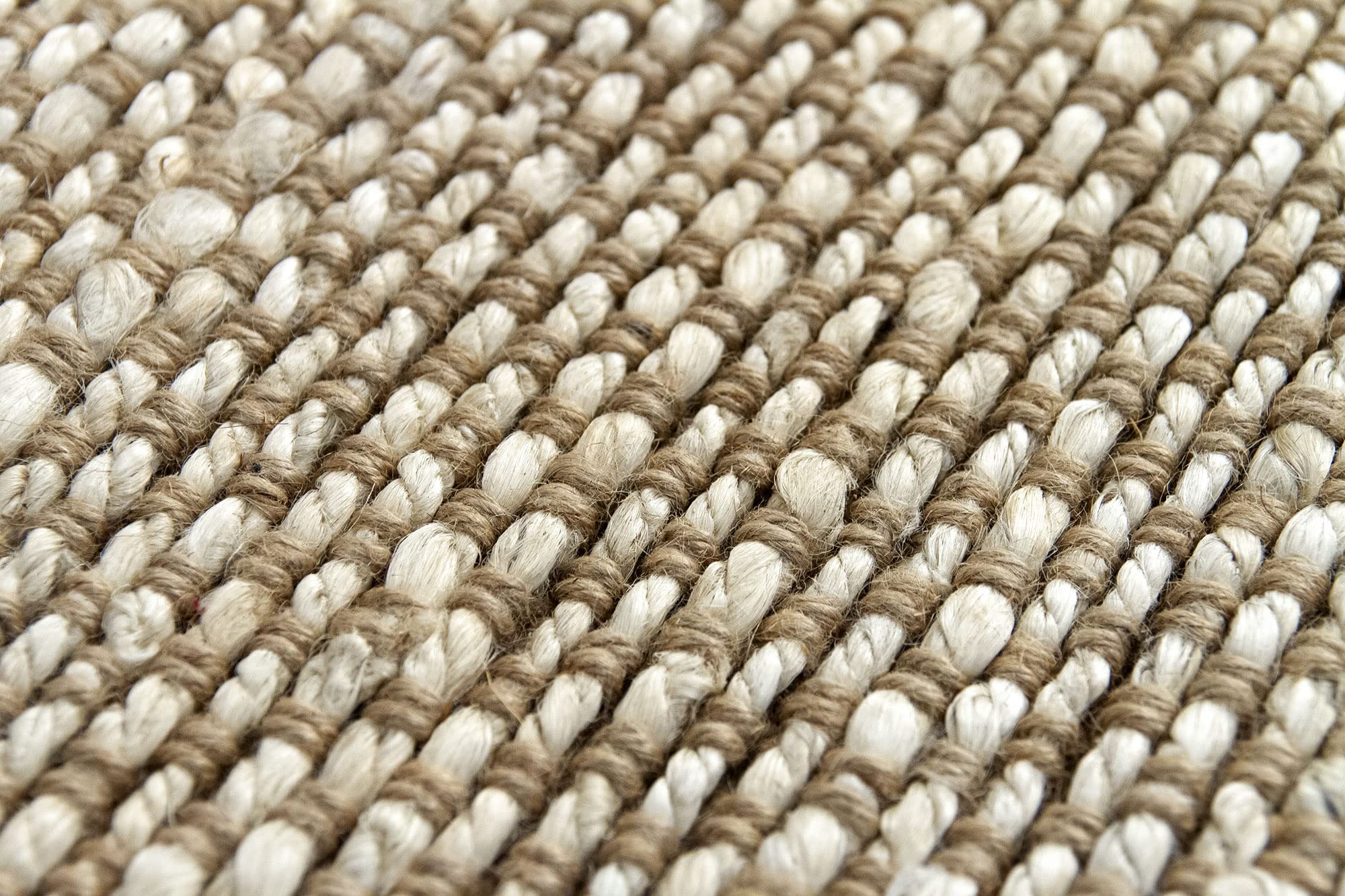 Hamid - Pack 2 Teppiche aus Jutefaser Giralda 100% Natürlich Handgeflochten für Wohnzimmer, Esszimmer, Schlafzimmer, Flur (Weiß, 150x80 cm, 2 Stück)
