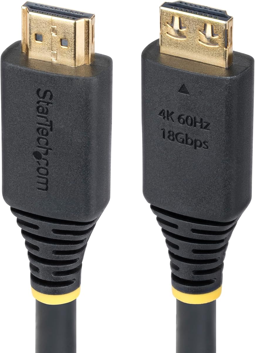 StarTech 16ft High Speed HDMI Cable with Gripping Connectors, 4K 60Hz | 4K 60Hz/1440p 144Hz, 18Gbps, UHD HDMI Cord, TPE Jacket, HDMI2-CABLE-GRIP-5M
