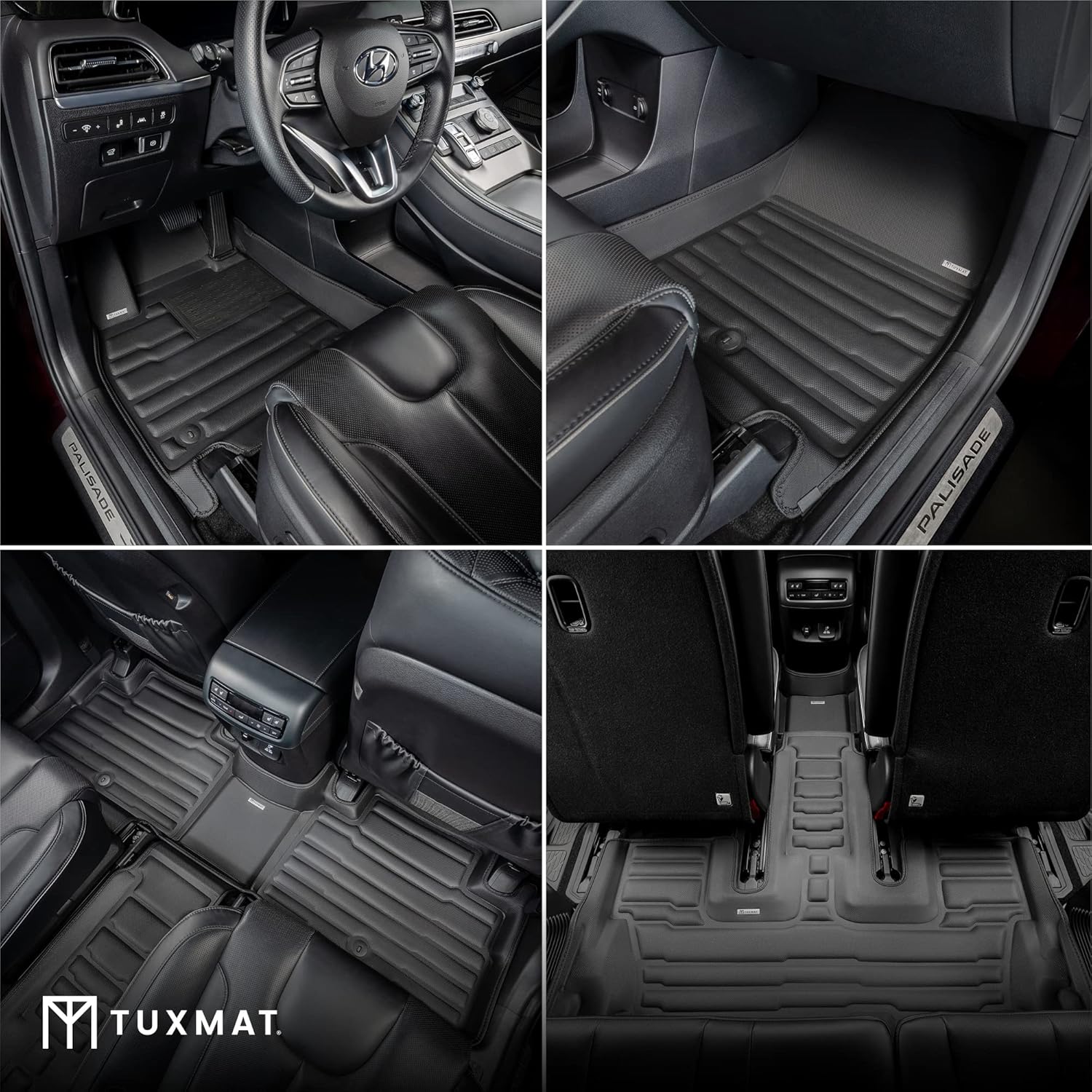 TuxMat - for Hyundai Palisade 7-Seater 2020-2025 Models - Custom Car Mats - Maximum Coverage, All Weather, Laser Measured - This Full Set Includes 1st, 2nd and 3rd Rows