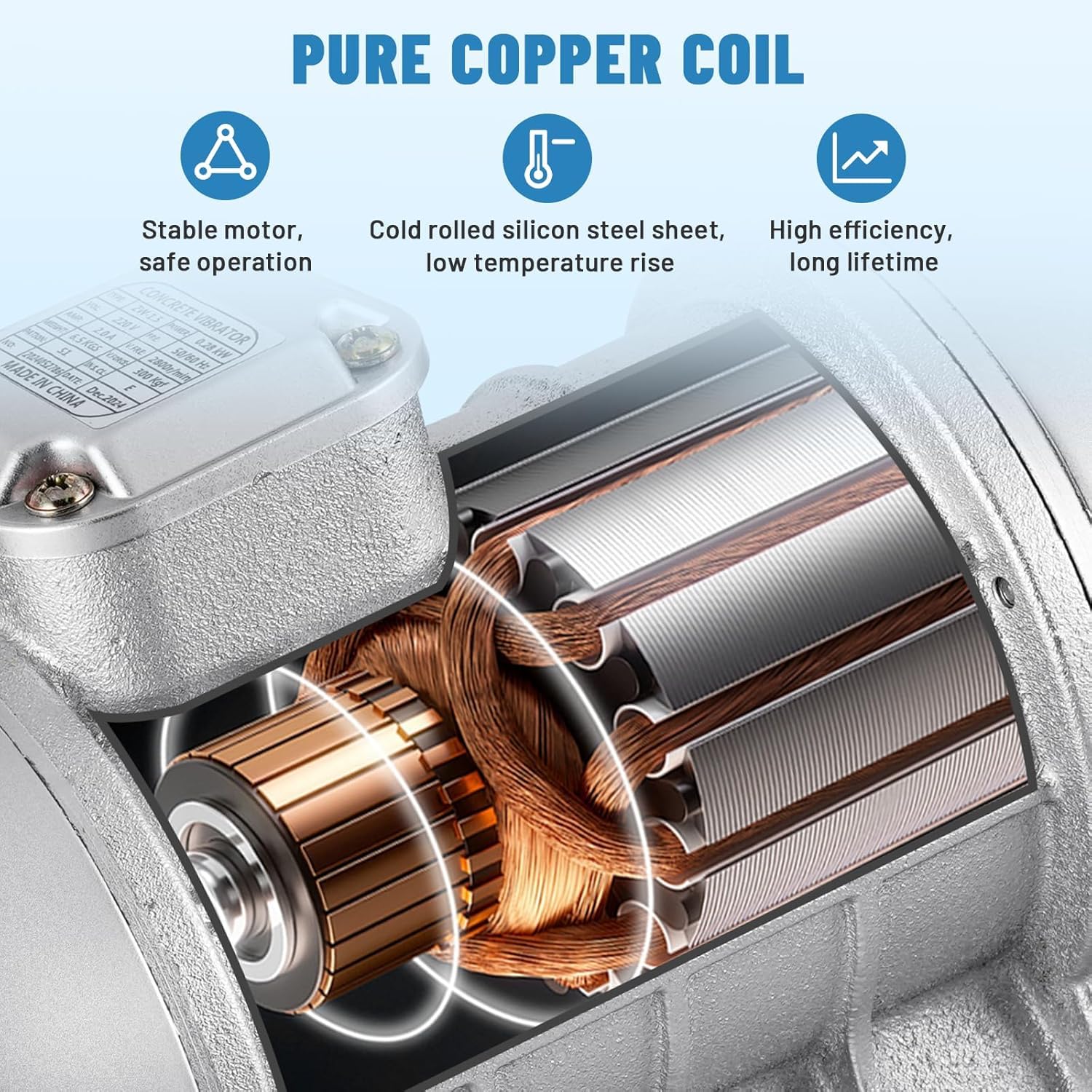 MXBAOHENG 250 W Eléctrico Motor Vibratorio 150 kg Motor de Vibración asincrónico para dispositivos mecánicos con interruptor y EU-enchufe para construcción/química/minería mesa vibradora de maquinaria