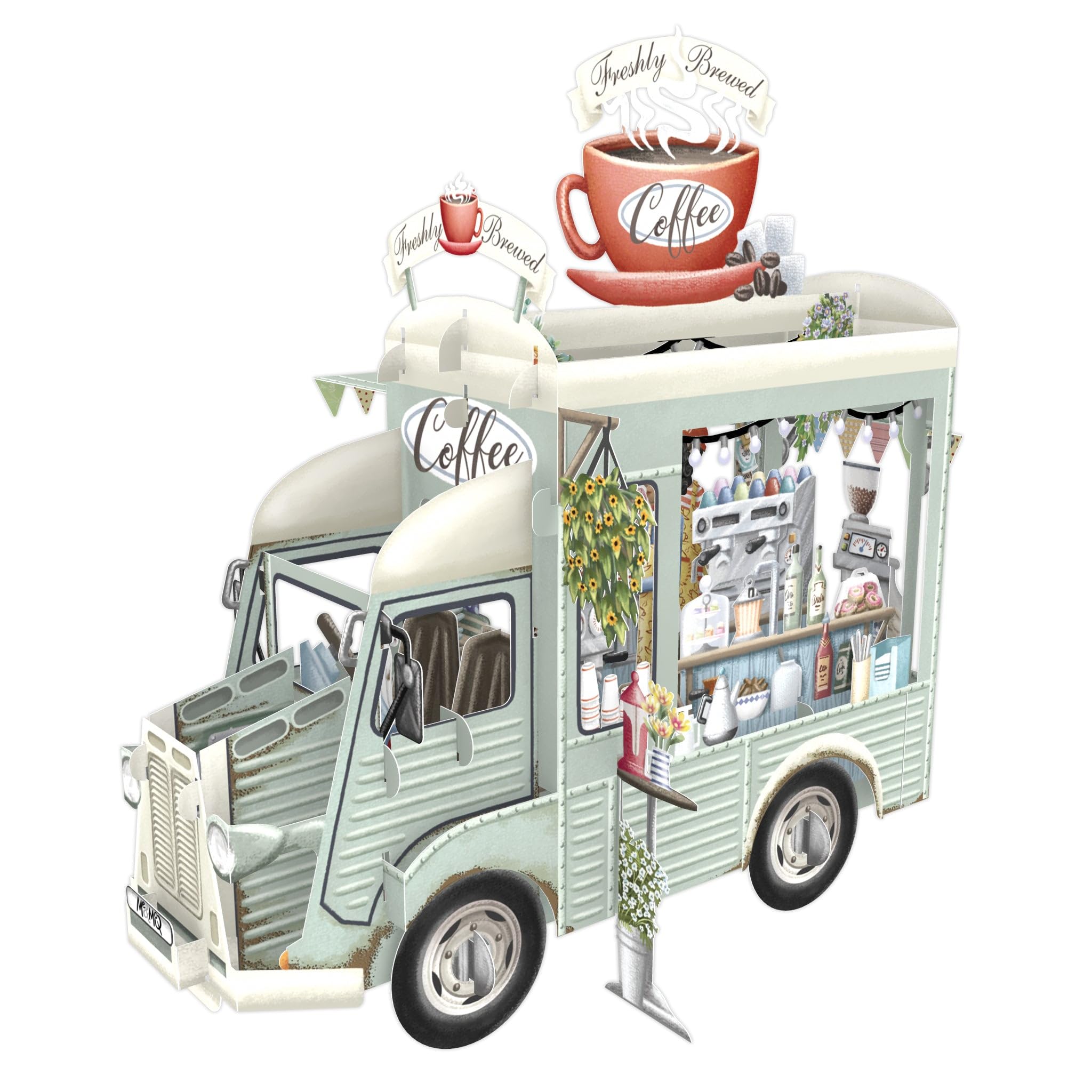 Coffee Truck - 3D Pop Up Greeting Card with Large Message Tag - 3D041 - Image 4