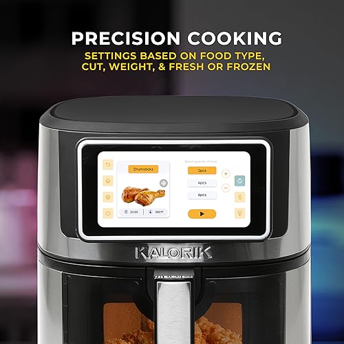 Miniatura 4 de Kalorik Freidora de aire Serie VIVID TOUCH de 5 cuartos de galón de capacidad con pantalla táctil de alta resolución, 202 ajustes preestablecidos de