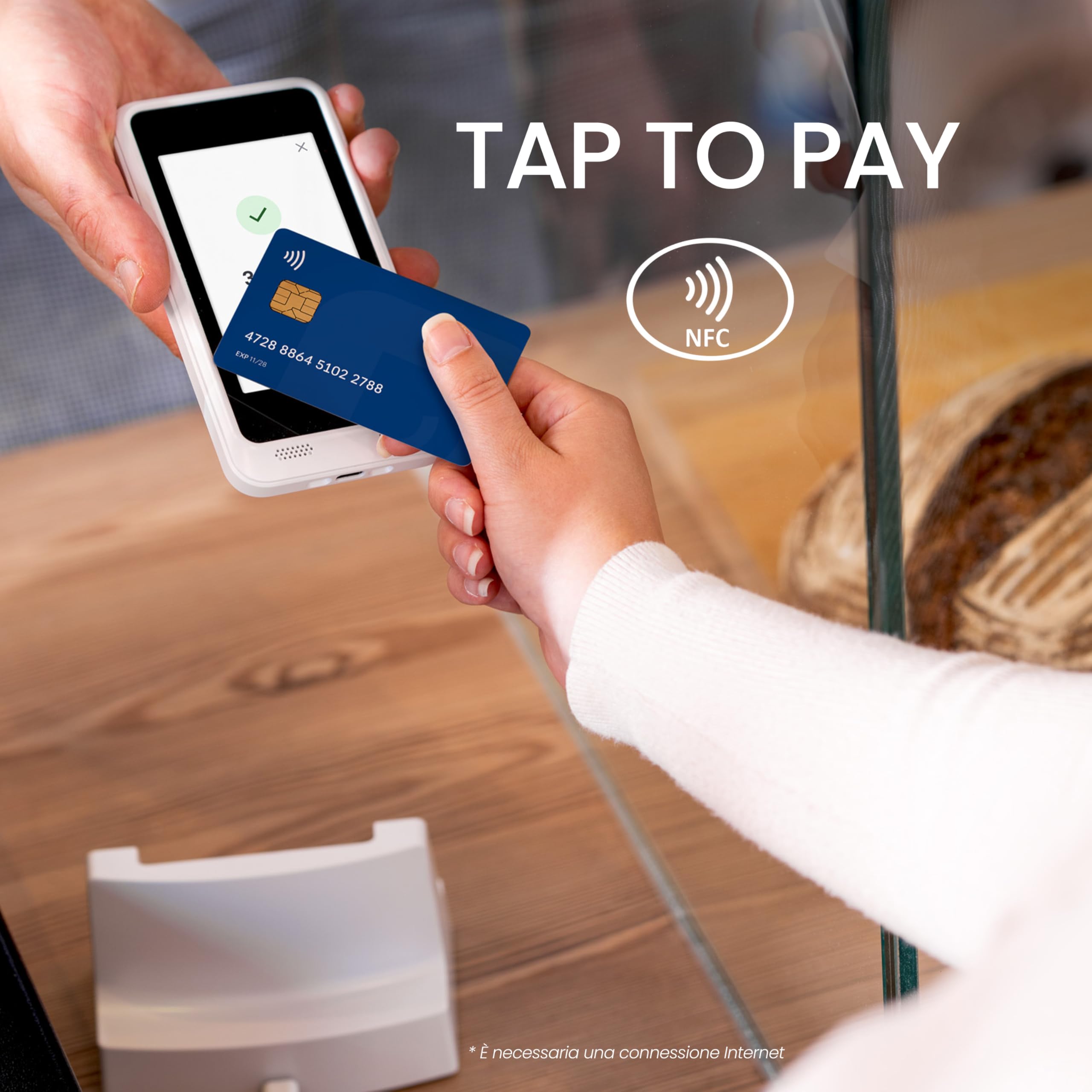 DISH Pay Now – Dispositivo di pagamento portatile con NFC e Tap-to-Pay, Nessun canone mensile né spesa minima, Compatibile con Visa, Mastercard, Apple Pay, Google Pay e altro – Modello EU-001