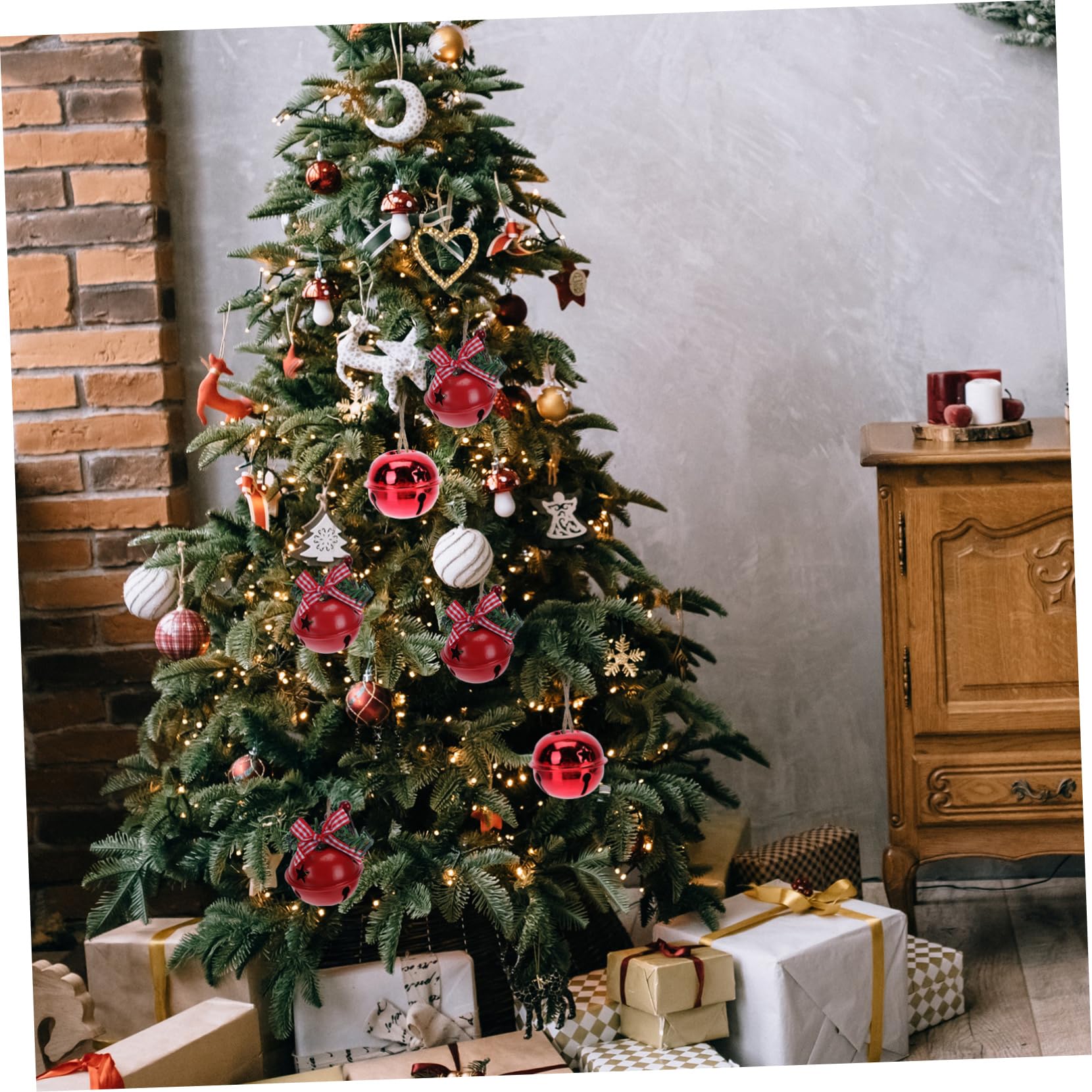 Cabilock 6 Set Campane Di Natale Campane Artigianali Di Natale Imbottitura Per Calze Di Natale Ghirlande Di Natale Decorazione Di Caramelle Natalizie Rosso Ferro Da Stiro 20 Pezzi * 6