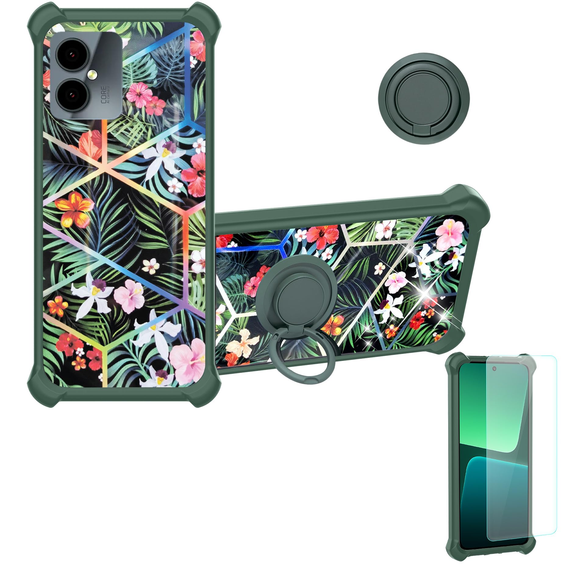 Coque Complète Pour Oukitel C1 Avec Protecteur écran Verre Trempé 9H - Support Bague Magnétique 360° - Protection Renforcée