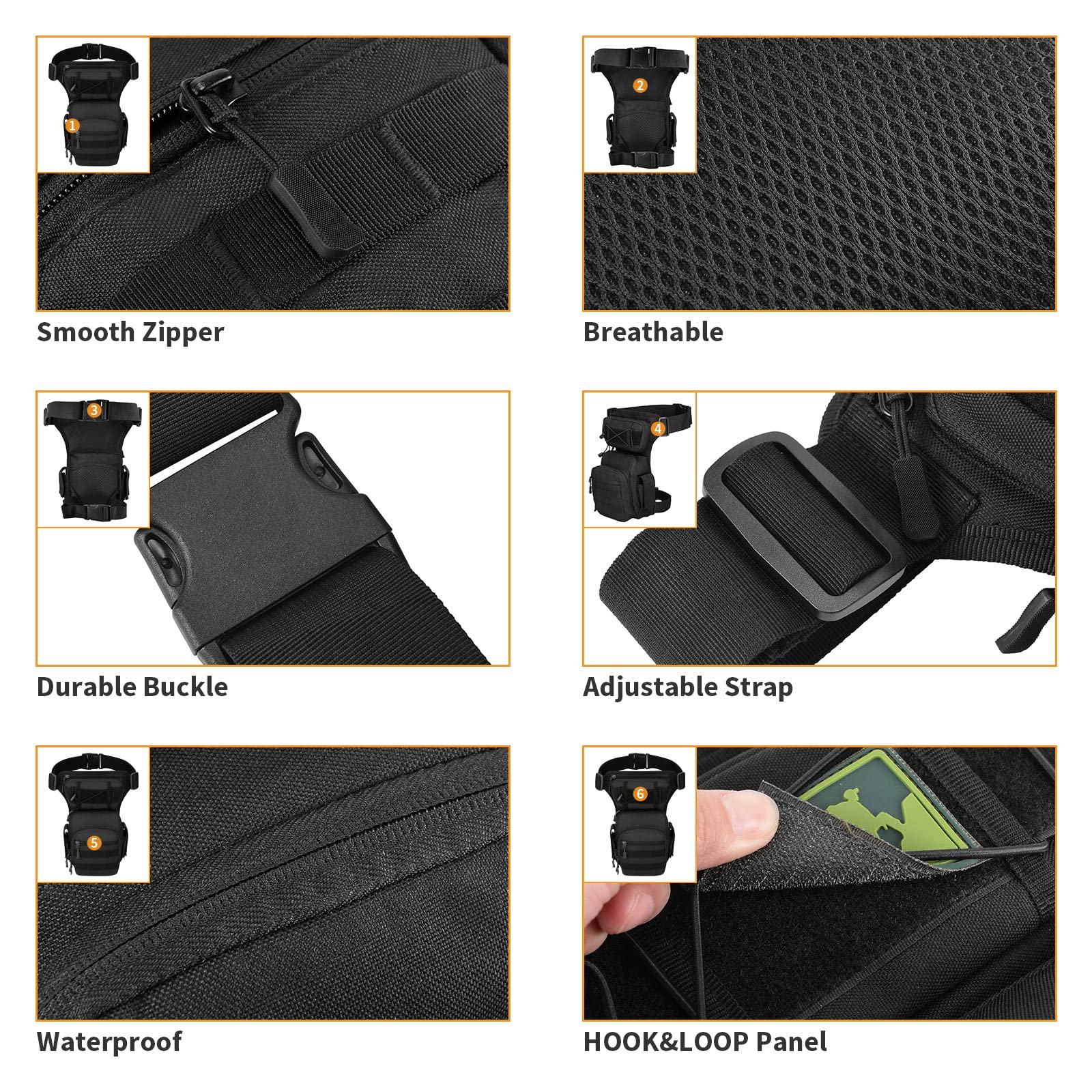 Huntvp Marsupio Cosciale Tattico Militare Borsa Gamba Moto Molle Impermeabile per Campeggio Escursionismo Ciclismo Viaggio Trekking Sport Porta Smartphone