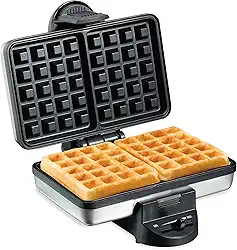 Hamilton Beach Mini máquina de waffle belga com controle de sombra, faz 2 ao mesmo tempo, cria chaffles keto personalizados e marrons hash, placas antiaderentes, design compacto, aço inoxidável