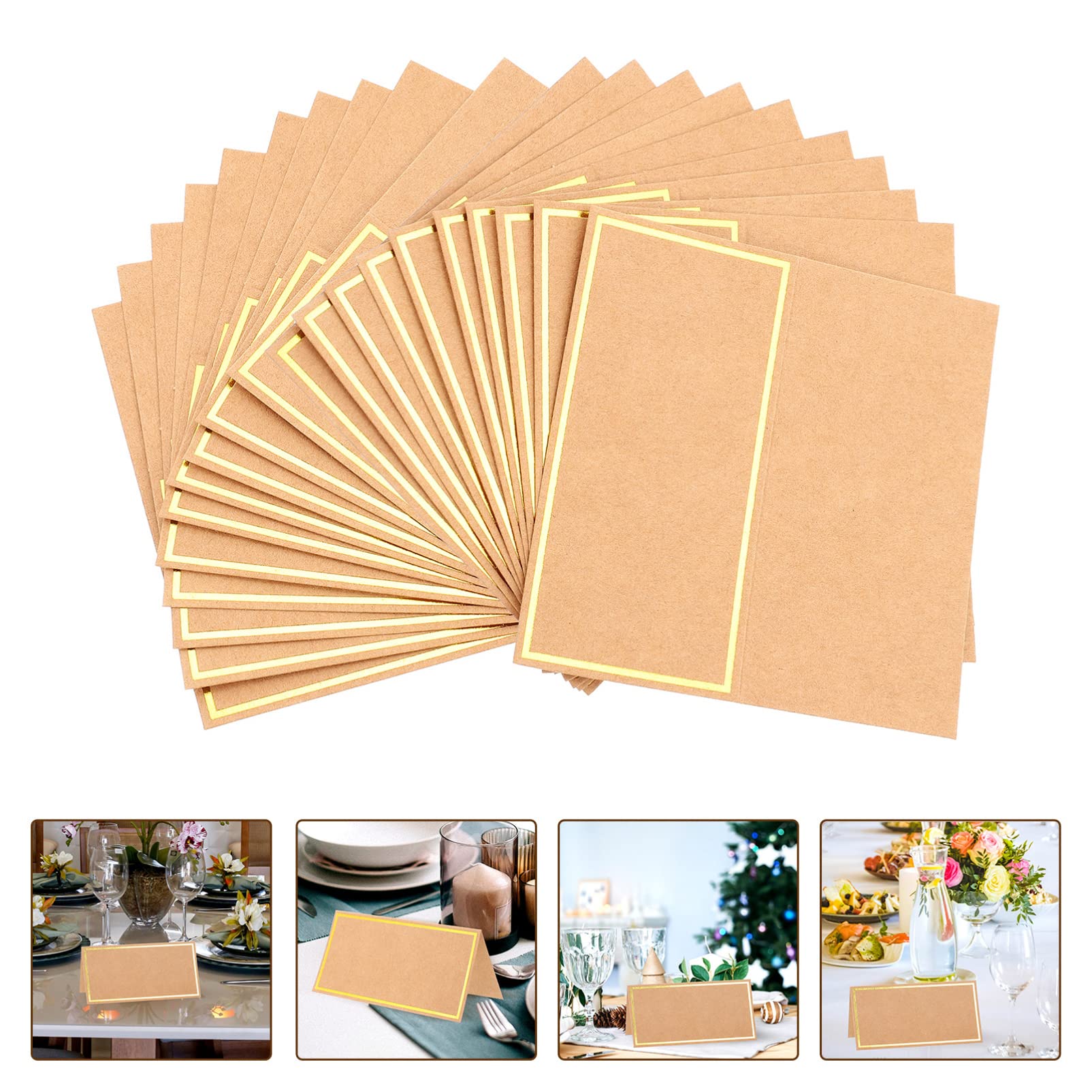 Operitacx 150stücke Hochzeits-tischkarten Aus Kraftpapier Mit Goldfolienprägung Blanko Platzkarten Für Reservierungen Tischdekorationen Und Gastnamen Für Feiern Und Veranstaltungen