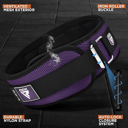 Miniatura 3 de RDX Cinturón de levantamiento de pesas, soporte lumbar acolchado curvado para la espalda, fitness, entrenamiento de ejercicio, culturismo,