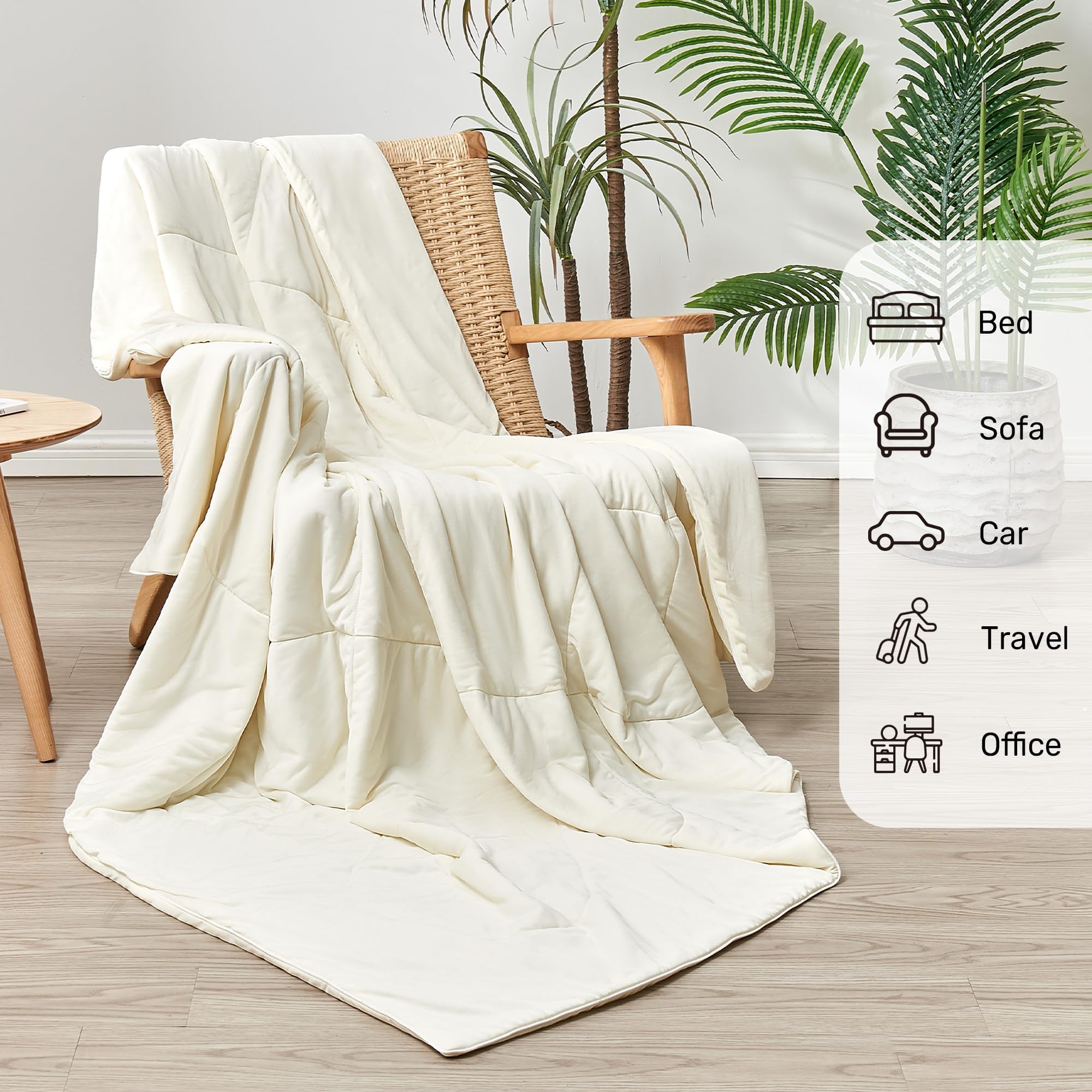 UNIKOME Coperta Rinfrescante 220x240cm, Coperta Estiva Double-face Per L'estate, Piumino Rinfrescante Leggero Per Le Persone, Per Dormire Coperta Rinfrescante Lavabile, Oeko-Tex (bianco Latte)