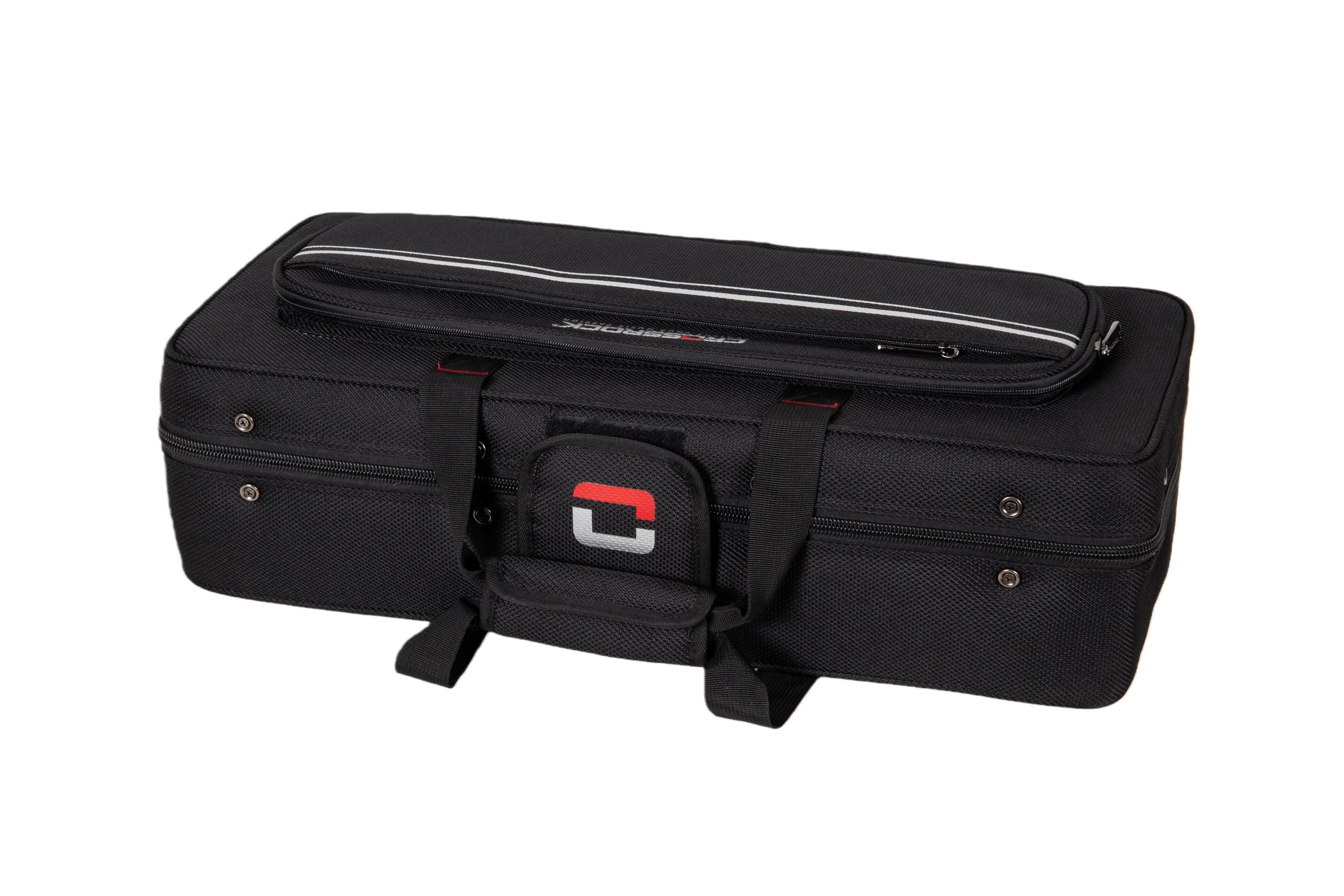 Crossrock Funda de espuma para saxofón alto | Bolsa ligera negra con tela moderna, interior de felpa y compartimentos de almacenamiento (CRP300ASBK-R)