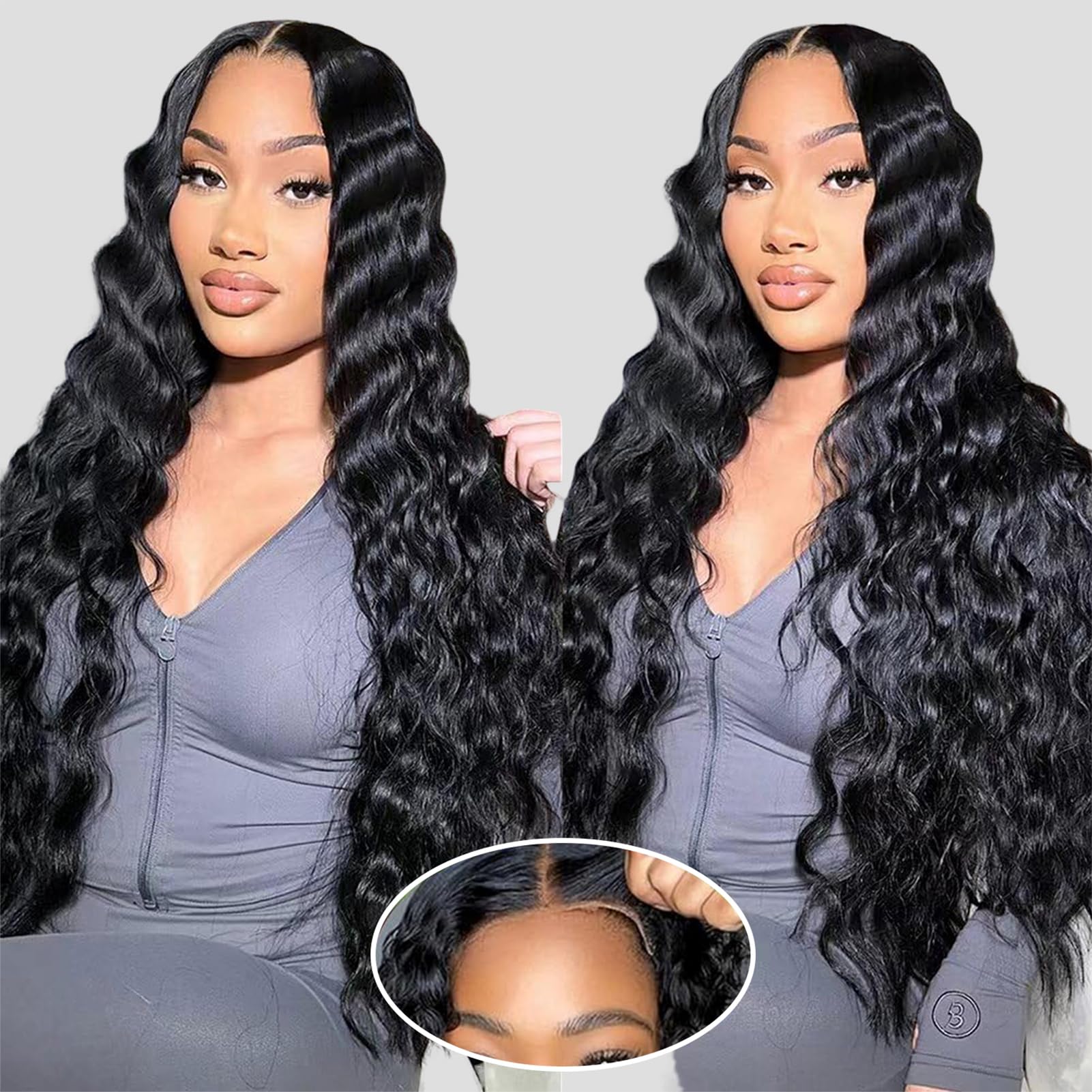 28 Inch Wear and Go Glueless Wigs Human Hair Pre Cut Bleached Knots 200% Density 12A Loose Deep Wave 5x5 HD Closure Wigs Human Hair Pre Plucked