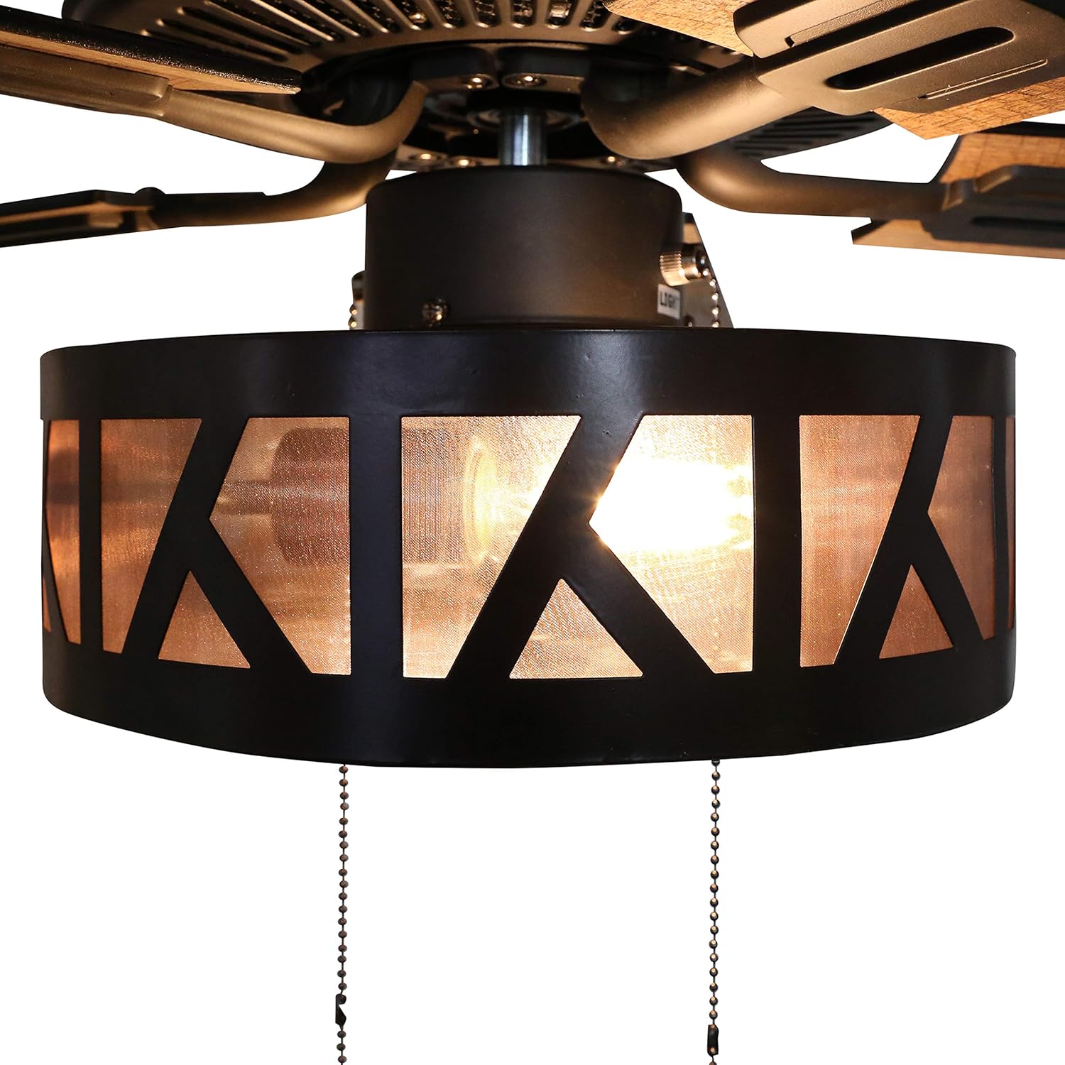 Creative Product River of Goods Modern Ceiling Fan, Industrial Style 52 Inch Width Caged LED Ceiling Fan Lighting Fixture, Brown
