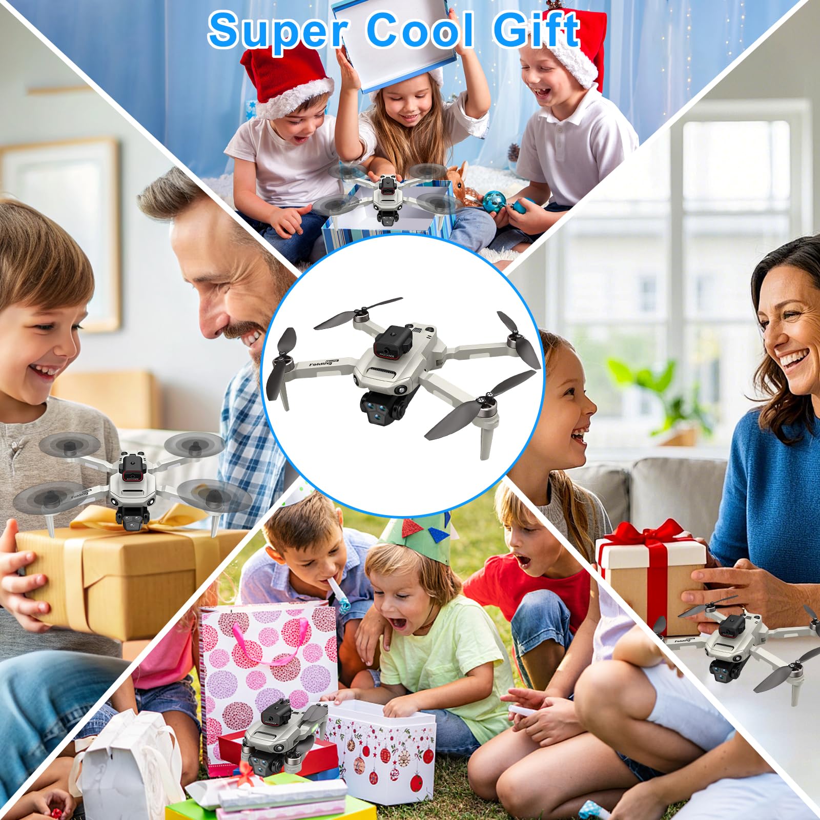 Drone Con Telecamera 4K, Drone Pieghevole, Motore Brushless, Quadricottero FPV WiFi, Volo A Traiettoria, 3D Flip, Decollo/Atterraggio 1 Tasto, per Bambini o Novizi, 2 Batterie