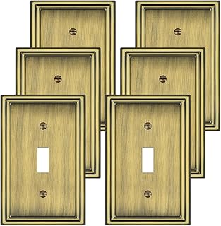 Antique Brass Metal Decorative Light Switch Cover Plate,6 Pack