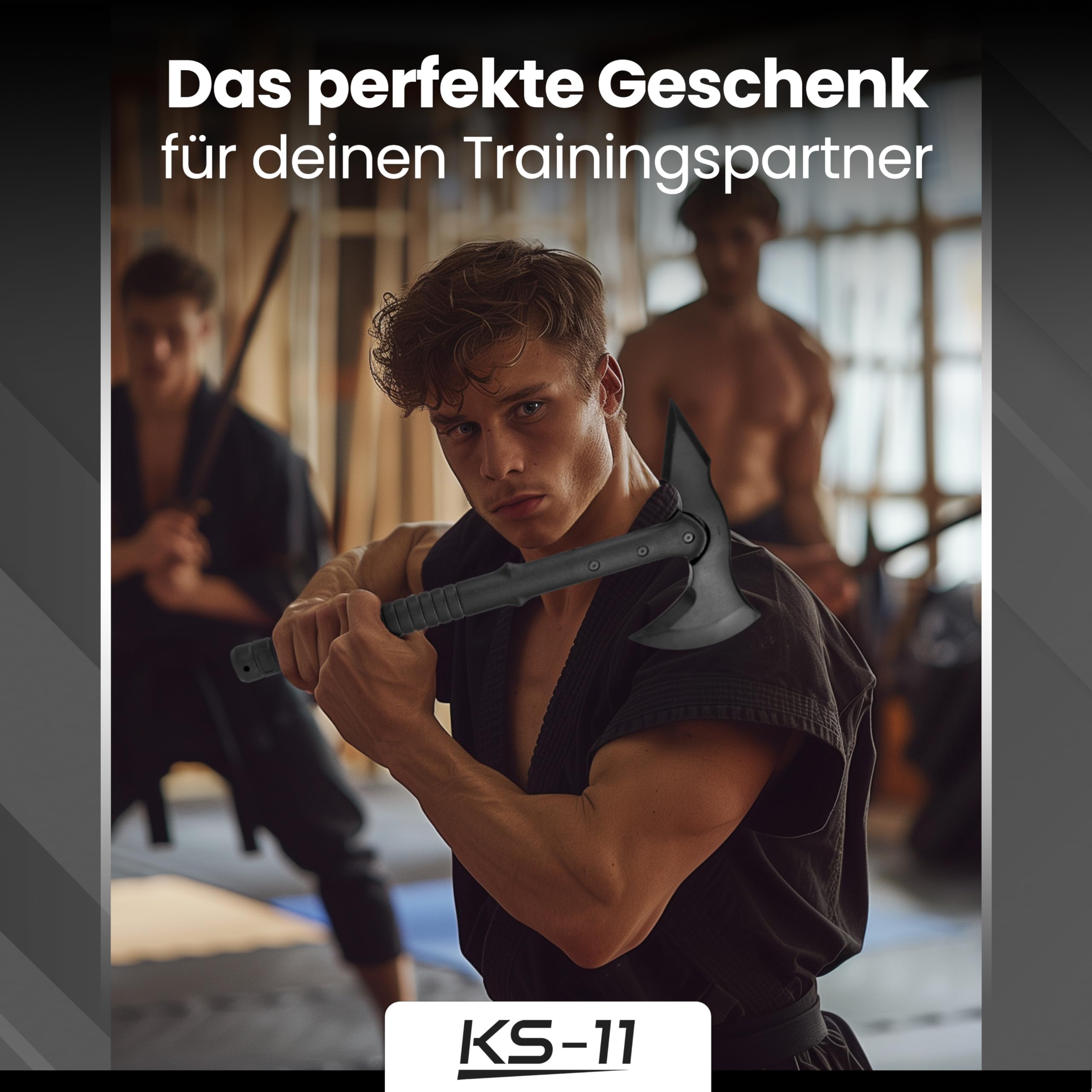 KS-11 Trainingsaxt stabile Gummiausführung - Axt aus Gummi Tomahawk - Wurfaxt Beil, schwarz