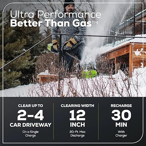 Miniatura 11 de Greenworks 80V (75+ Compatible Tools) 12” Brushless Cordless Snow Shovel, 2.0Ah Battery and Charger Included