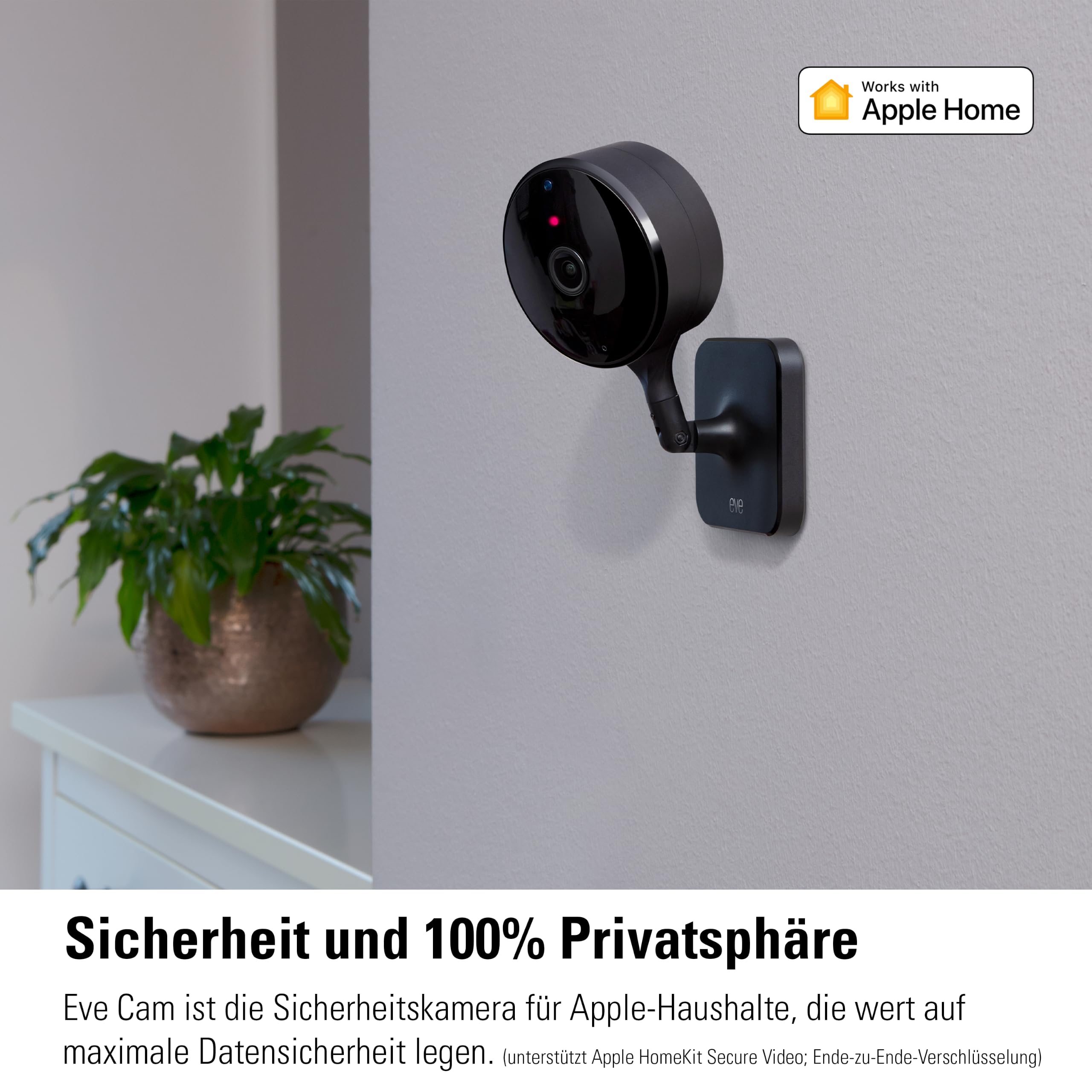 Eve Cam (Apple Home) 2er-Pack - Smarte Innenkamera | Privatsphäre (HomeKit Secure Video), Full HD, WLAN (2,4/5 GHz), iPhone-Mitteilungen, Mikrofon & Speaker, Nachtsicht
