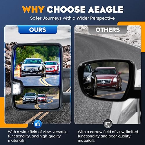 Miniatura 6 de Espejos de remolque cromados para Chevy GMC 2014-2018 Silverado 1500 Sierra 1500 2500 3500 HD, 2015-18 Silverado 2500 3500 HD Power Heated with