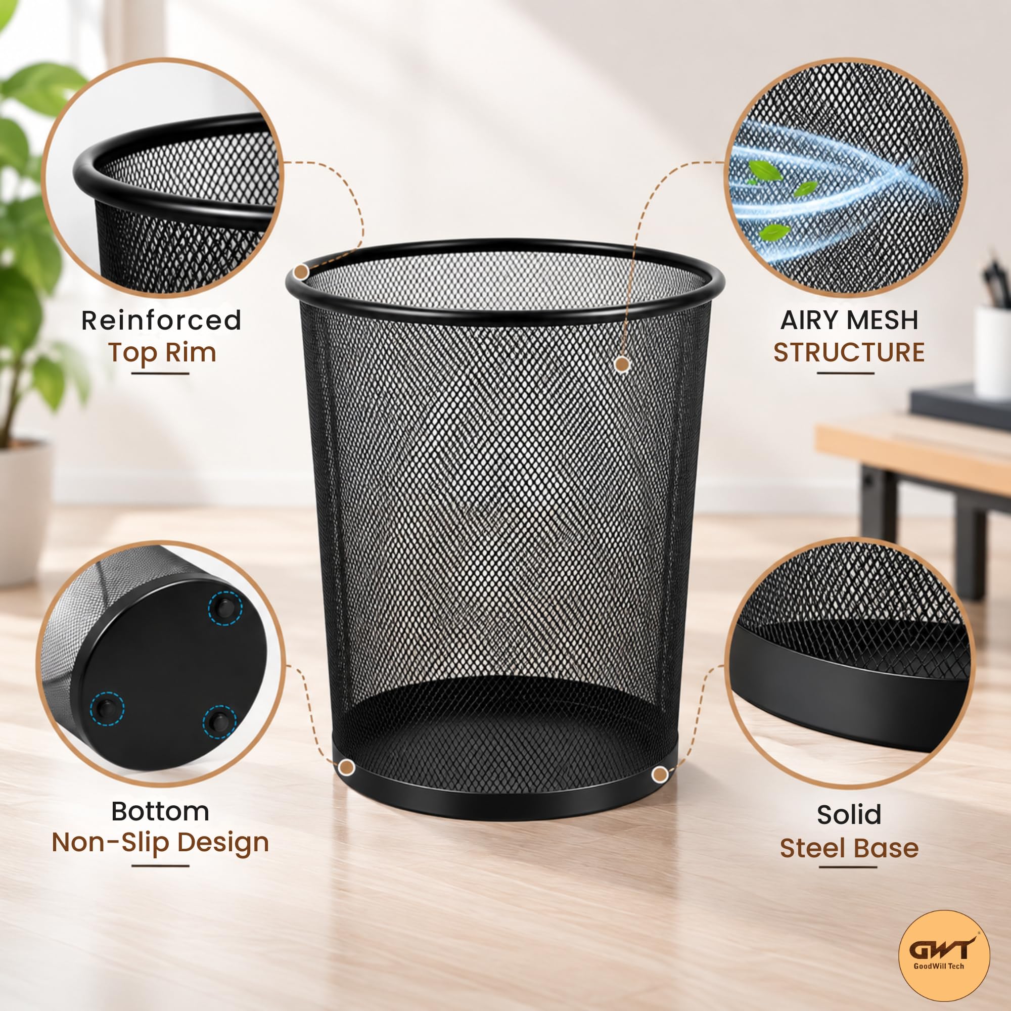 GoodWill Tech Metal Recycling Bin - Large Black -3