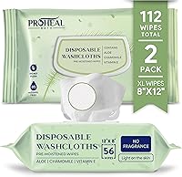 ProHeal X-Large Adult Wet Wipes 112ct (2x56) - Disposable Incontinence Wipes 12x8 for Elderly, Pre-Moistened Body Washcloths for Sensitive Skin
