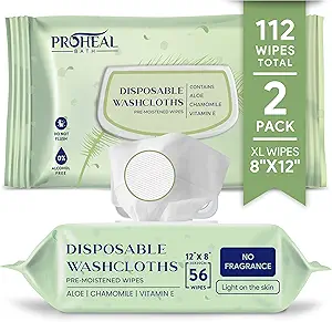 X Large Wet Wipes for Adults - 2 Packs of 56 [112 Count] Disposable Incontinence Wipes, 12" x 8" Adult Wipes for Elderly - Personal Body Wipes for Women and Men, Pre Moistened Adult Washcloths