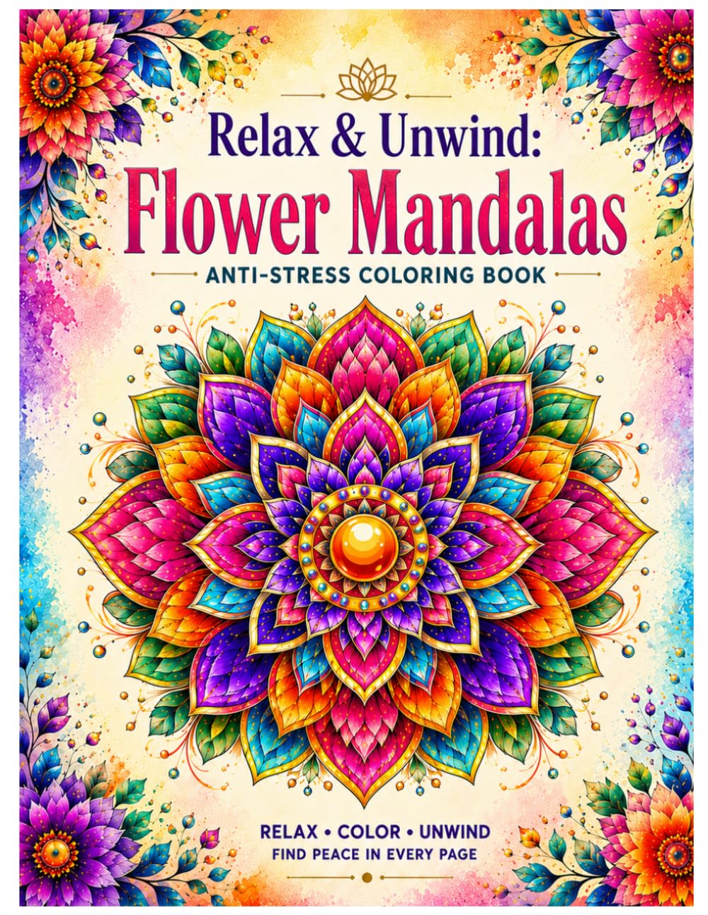 Relax & Unwind: Flower Mandalas.: A Stress Relief Adult Coloring Book for Women with Beautiful Floral Mandala Designs for Relaxation and Mindfulness
