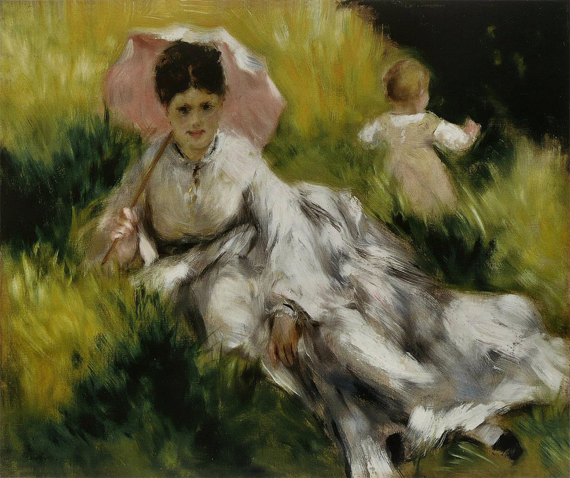 SERENDIPITP Vintage Picture Print on Canvas Wall Art Poster Woman and Child Lombrelle by Pierre Auguste Renoir Artwork Print Poster for Wall Decor 60x90cm