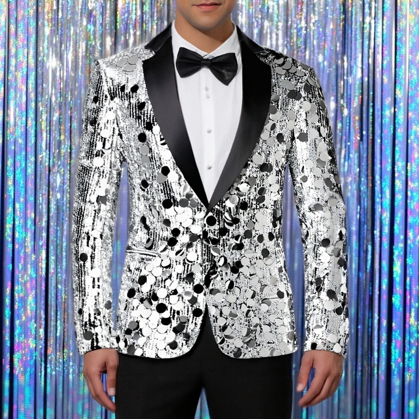 Generico Giacca con Glitter Uomo,Giacca Moderna per Abbigliamento da Lavoro E Occasioni Formali con vestibilità su Misura E Design Classico