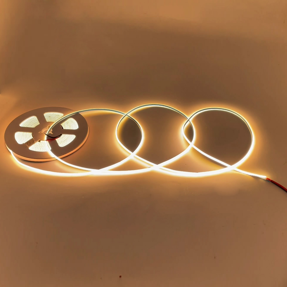 Image of New DC 12V /24V 3MM Thin PCB Premium High Brightness COB LED Strip Flexible High Density Chips CRI 90+ UHB Warm Natural White Light 5M (DC 12V, Warm Light 3000K)