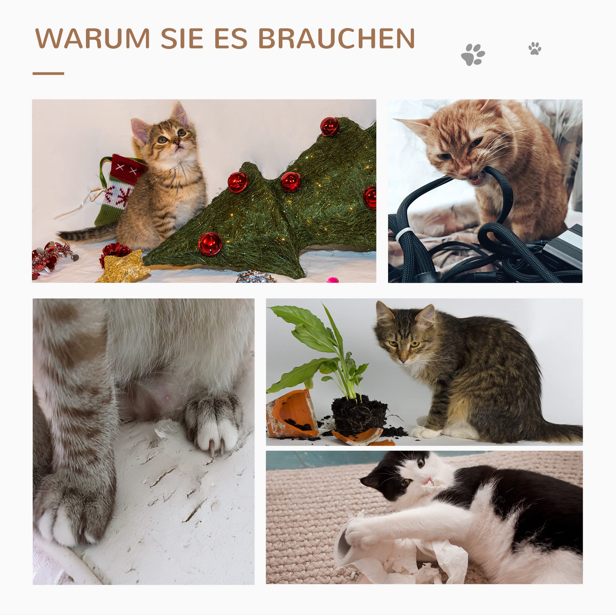 PawHut Kratzbaum 95 cm Katzenturm mit Höhle, Spielball, Sisalstämme, große Plattform, mehrstöckiger Katzenkratzbaum, Kletterbaum, für Katzen unter 5 kg, Natur+Beige