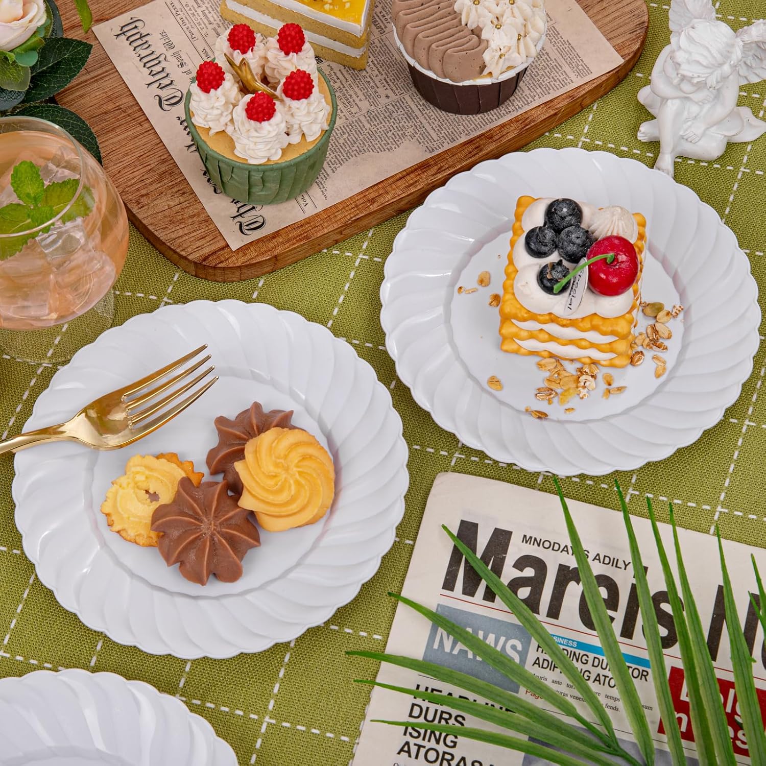 U-QE 100 Pieces White Plastic Plates - 6 Inch White Disposable Plates - Washable & Reusable - Premium Hard Dessert Plates - Party Supplies for Birthdays, Celebrations, Travel, Wedding,Party and Events - Image 5