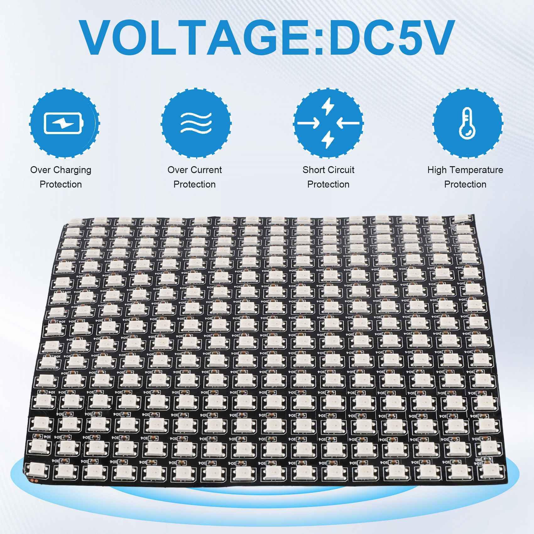 10X Pannello Matrice LED RGB WS2812 Indirizzabile Individualmente Flessibile per Display Video, DC5V (16x16)