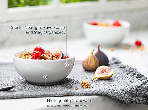 Miniatura 4 de KooK Cuencos de cerámica para cereales, aptos para microondas, lavavajillas y congelador, platos de porcelana para sopa, pasta, ensalada, avena,