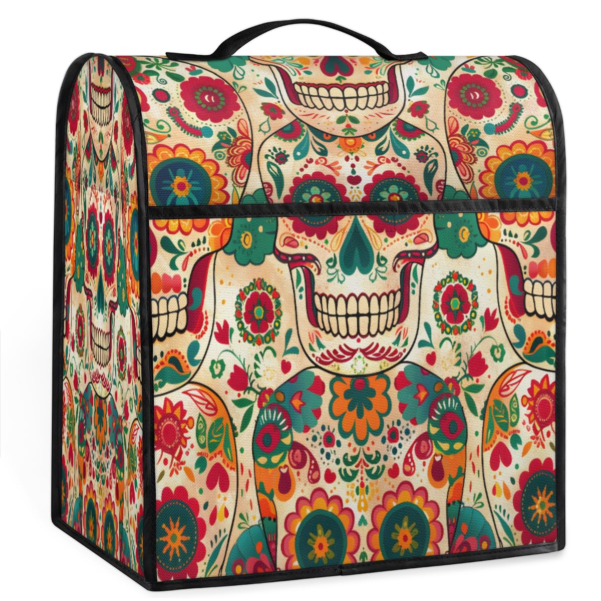 Coffee Maker Cover Vintage Sugar Skull Kitchen Appliance Covers Small Appliance Covers Blender Cover Juicer Cover Dust Covers for Kitchen Appliances with Top Handle and Pockets,Washable,B353