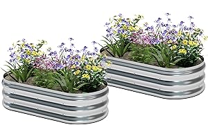 2Pcs 4Ft Galvanized Raised Garden Bed For Vegetables, Flower, Herb