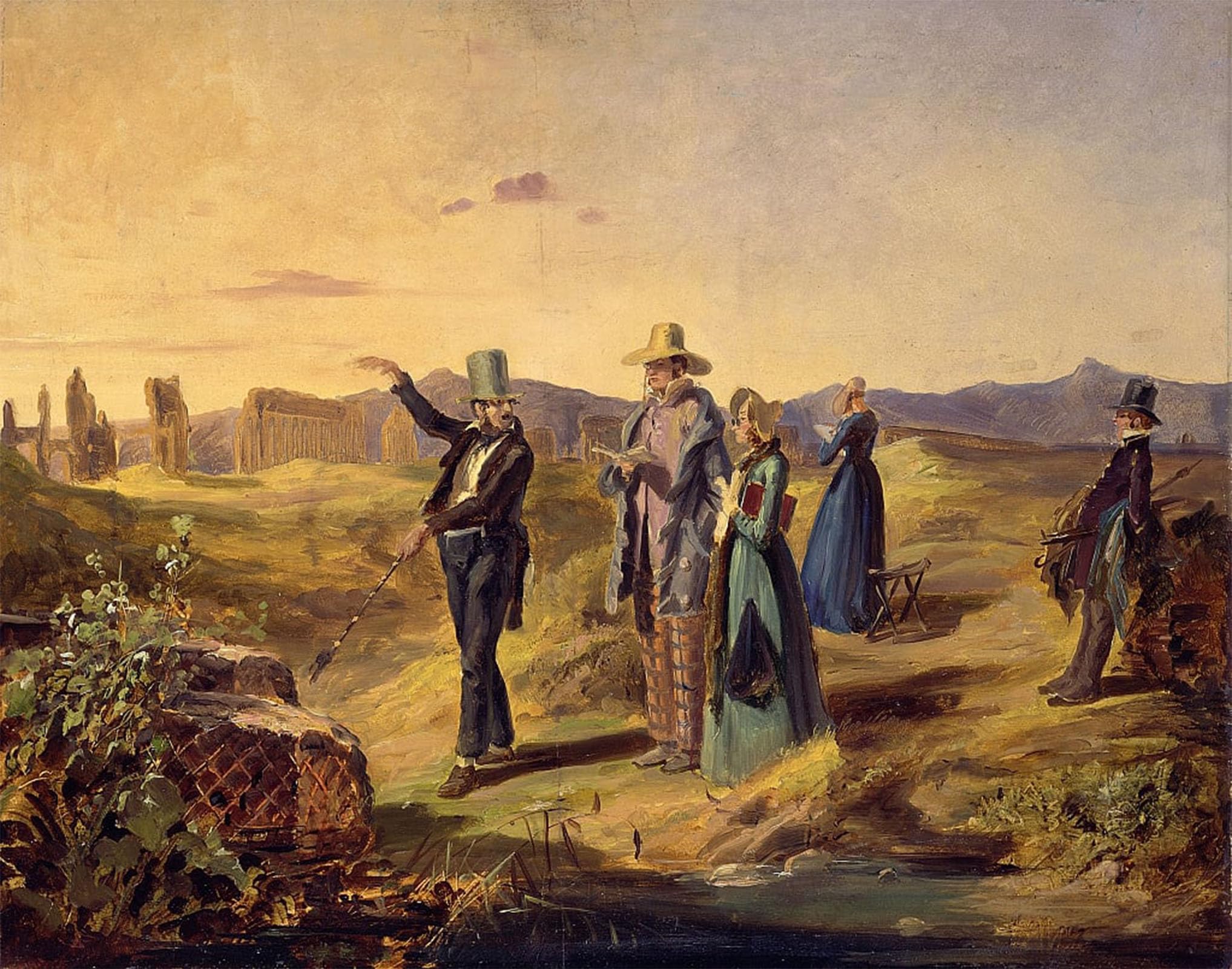 POSTERIIk Vintage Print Pop Art Landscape Artwork Englishmen in the Campagna by Carl Spitzweg Art Prints for Office Home Decor 60x90cm