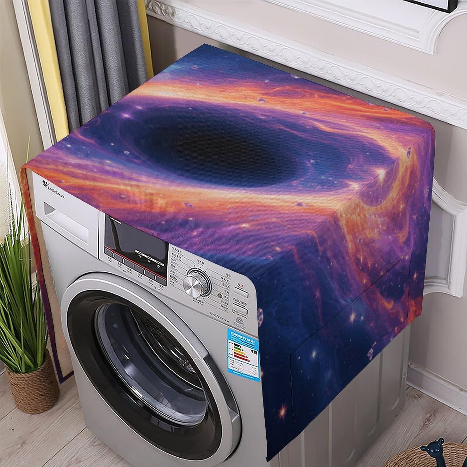 Fodpand White Washing Machine Cover For Top Load Dustproof Space Washer And Dryer Cover With Storage Pockets Household Appliance Covers Washable Top Protector Mat Pad For Laundry & Kitchen