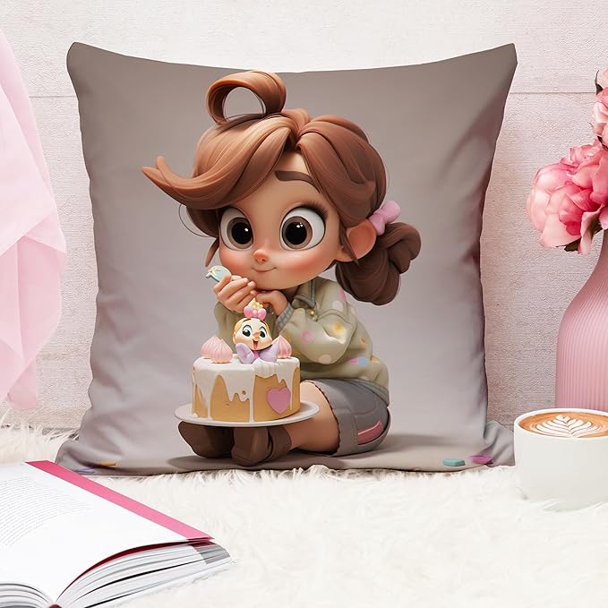 STITCHNEST Gift for Boyfriend Girlfriend Husband Wife Couples Girls Boys Printed Jute Cushion Cover, Set of 1 (16x16 Inches)