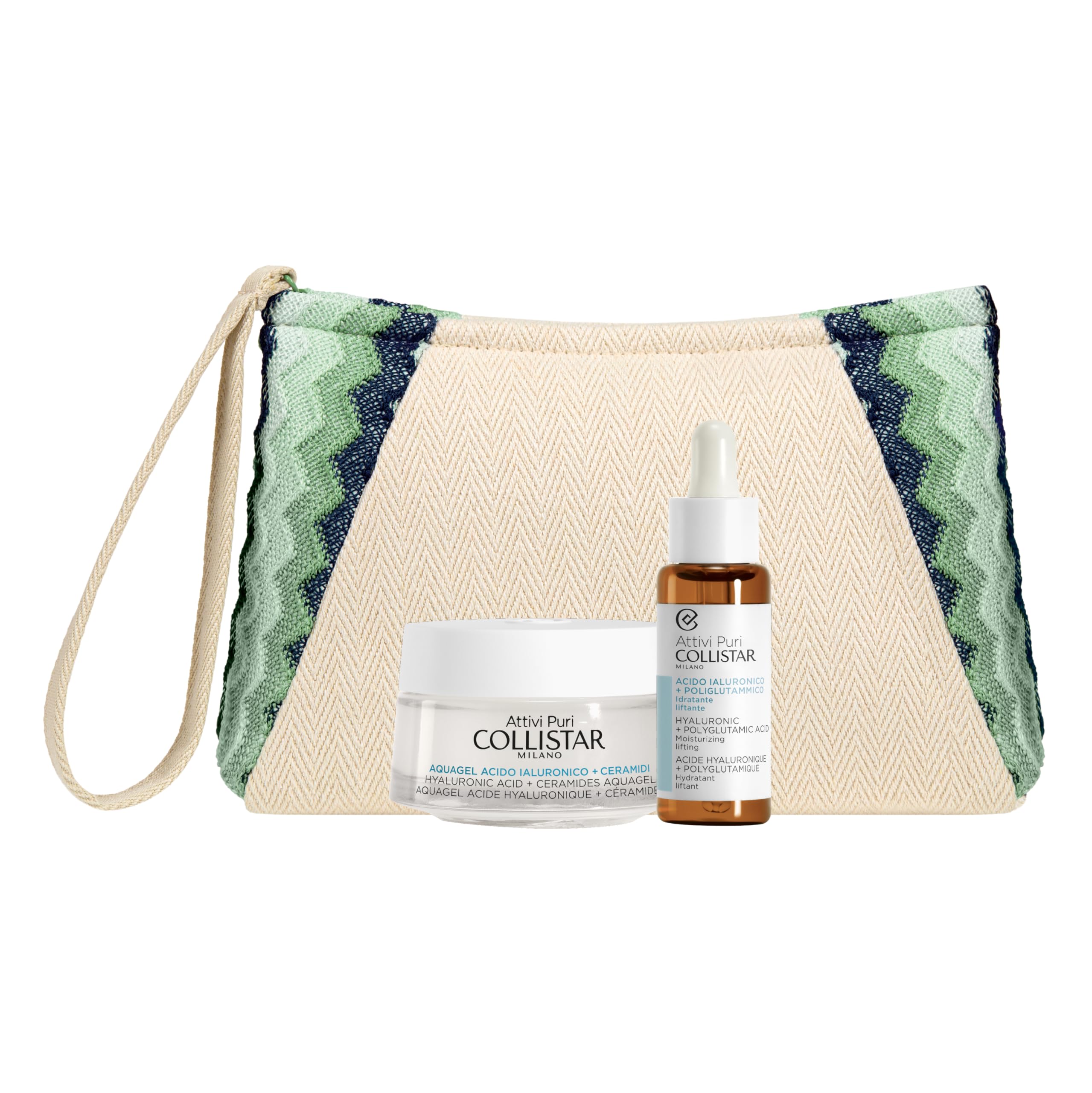 Collistar Cofanetto Regalo Donna Viso Acido Ialuronico, Crema Gel Aquagel + Ceramidi 50ml e Siero Poliglutammico 30ml, Idratazione Intensa, Liftante, Pelle Sensibile, con Pochette