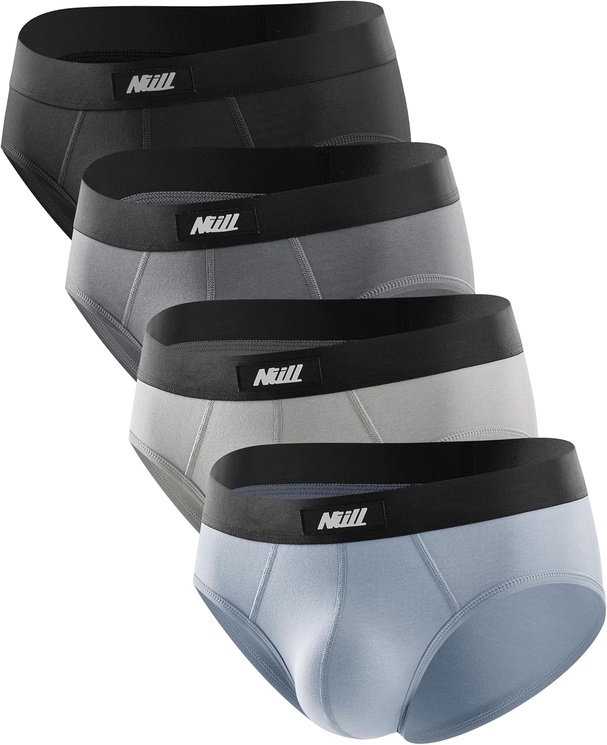 Nullktie Men's Cotton Briefs Underwear 4 Pack, Low Rise Men Brief with Comfort Waistband