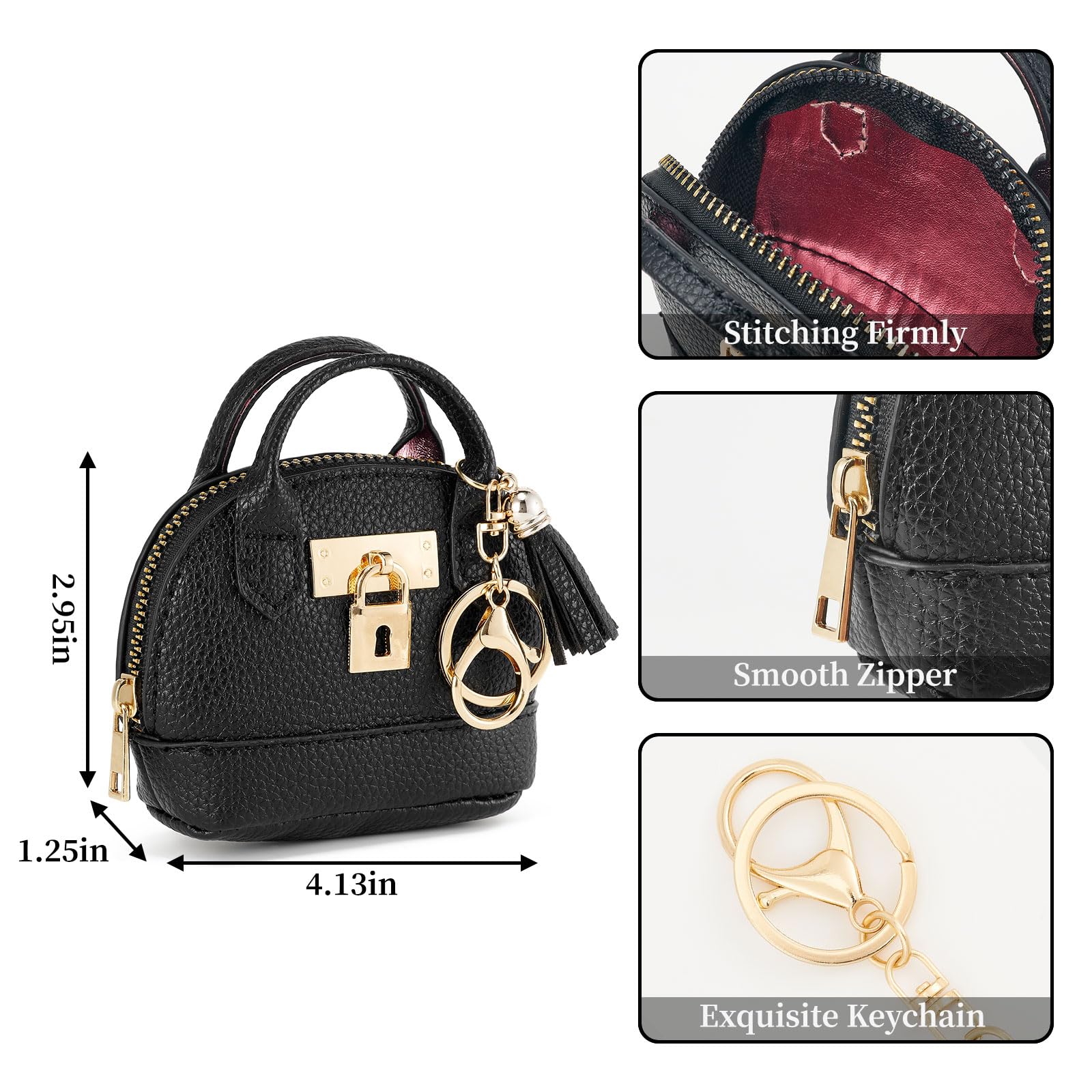 ZOUIQSS Coin Purse Mini Handbag Keychain for Women,Creative Pendant Keyrings Makeup Bag,Small Change Pouch Coin Purse Zipper() - Image 2