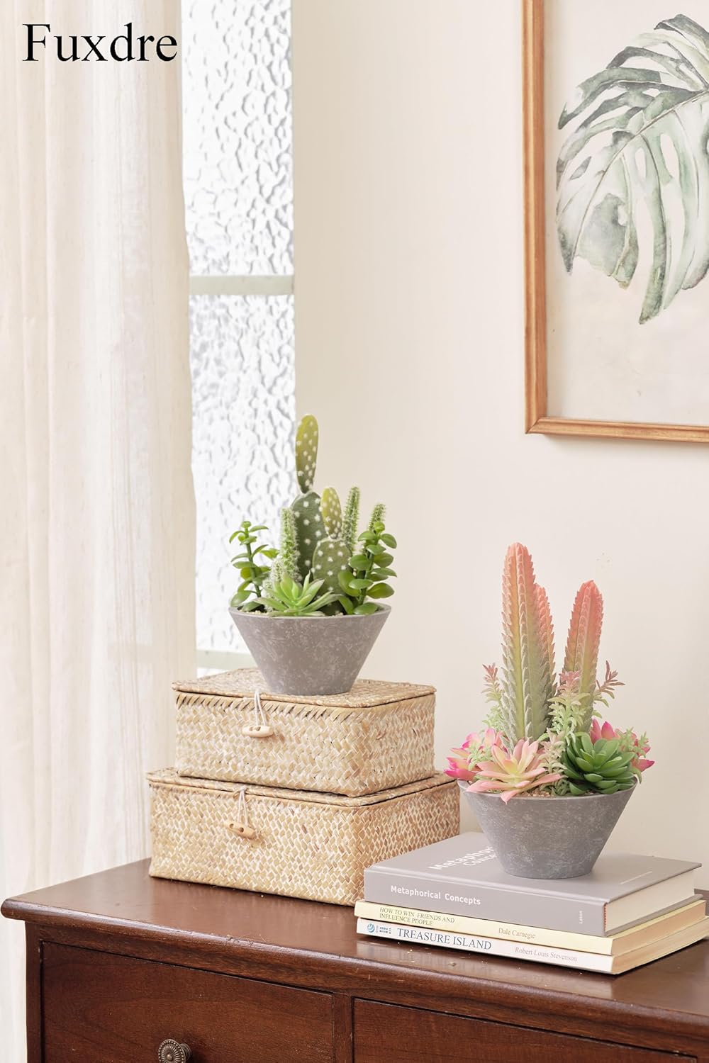 2-Pack Artificial Succulent Plants in Vintage Plastic Pots - Waterproof Fake Plants Decor for Home Office Desk - Low Maintenance Indoor Greenery for Bathroom, Shelf & Table