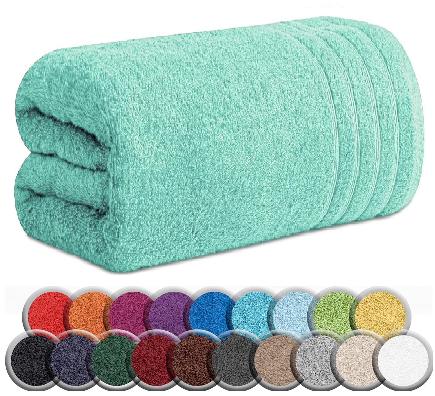 TEXTILESY Extra Large Super Jumbo Bath Sheet 100 x 200 cm-600 GSM Luxury 100% Egyptian Combed Cotton Big Towels Soft Hotel Quality XXL Bath Sheets (Aqua/Mint) — image 1