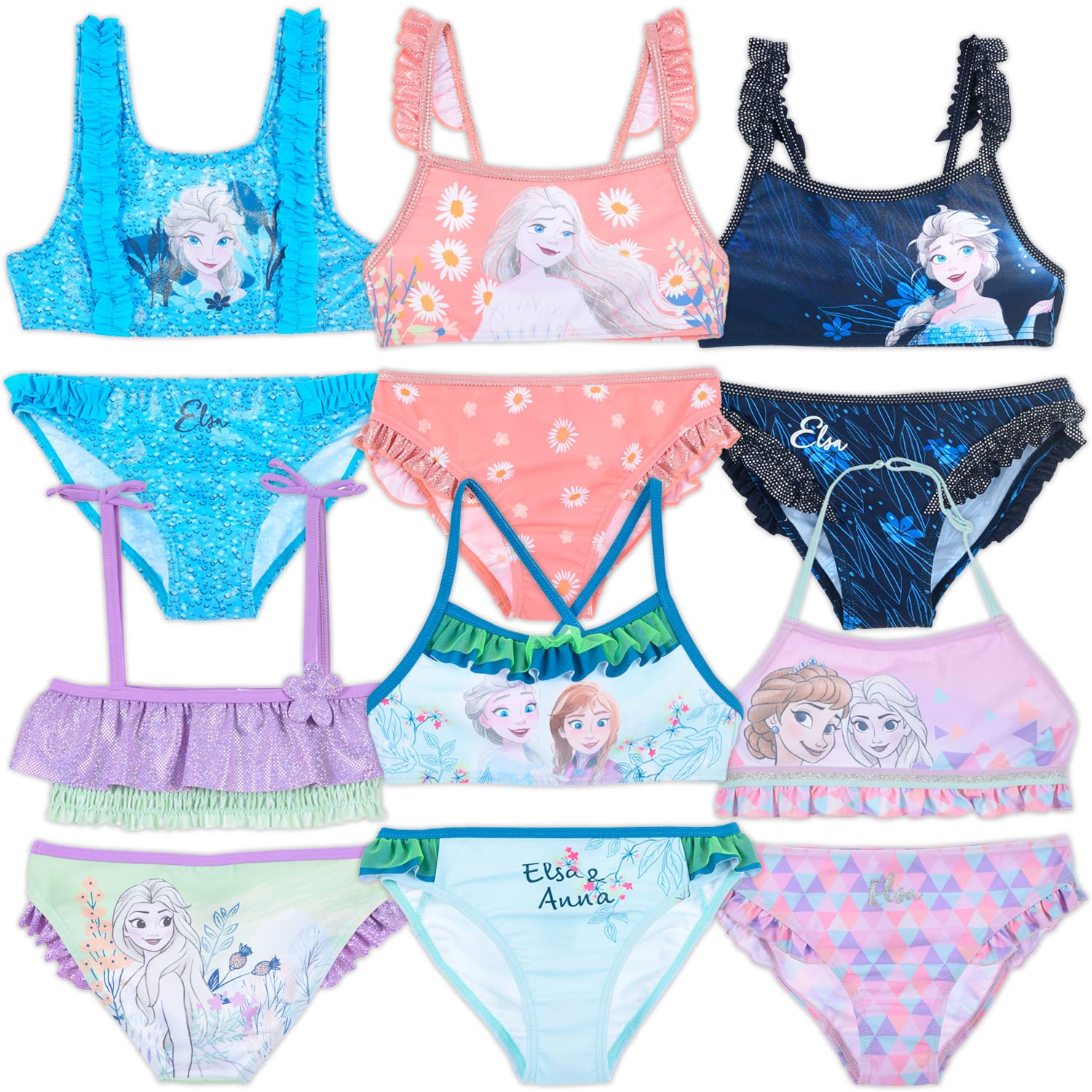 Disney Frozen 2 – Disfraz de bikini de 2 piezas para playa y piscina – Producto original con licencia oficial, 1870 Azul