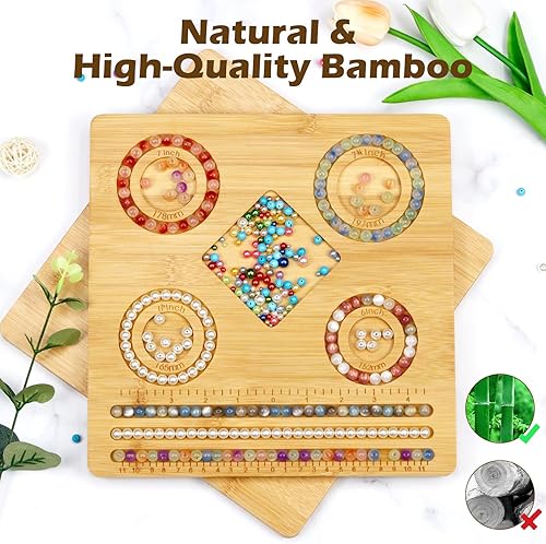 Miniatura 7 de FIVEIZERO Tableros de cuentas de bambú para la fabricación de joyas, tablero de medición de pulseras,Tablero de cuentas para pulseras y collares que