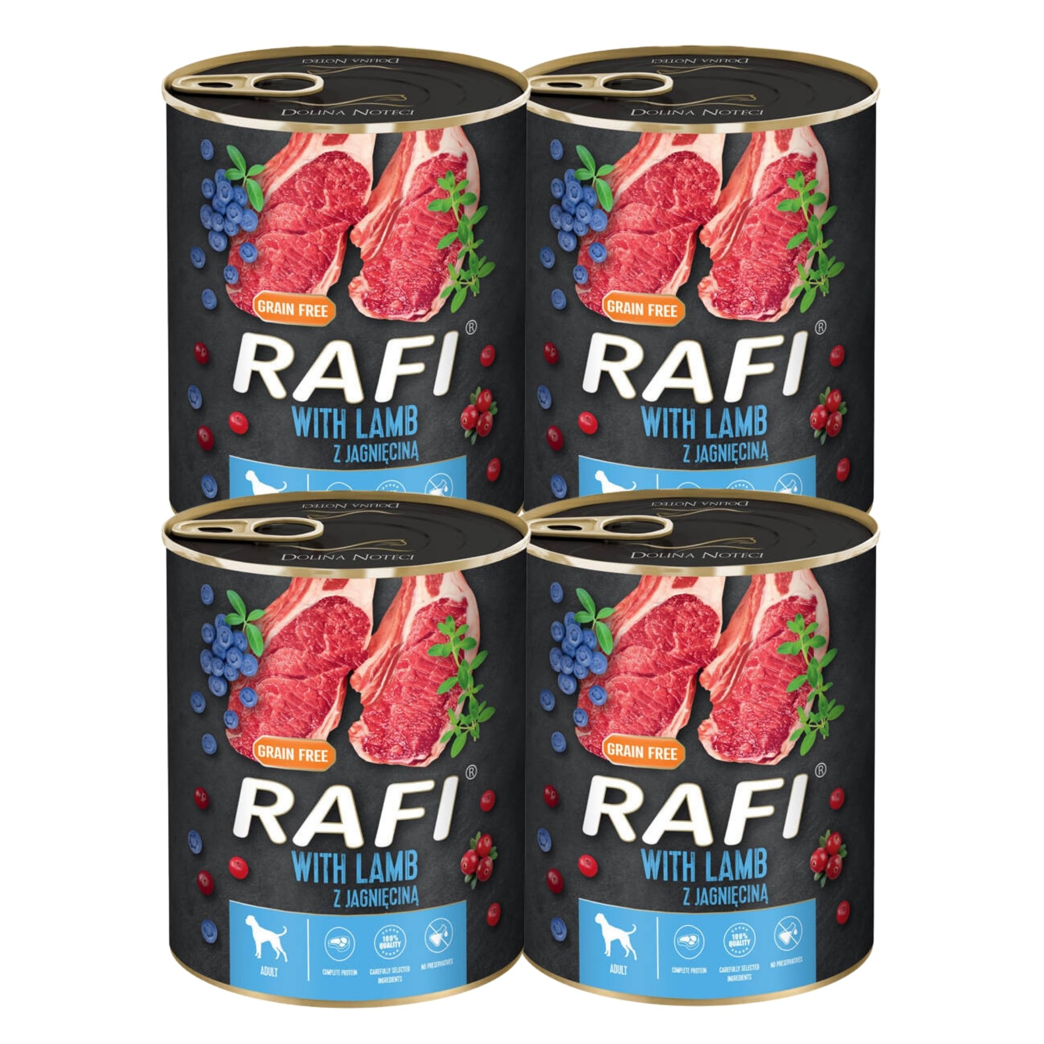 Rafi Complete Wet Dog Food with Lamb for Adult Dogs 4 x 800g Cans