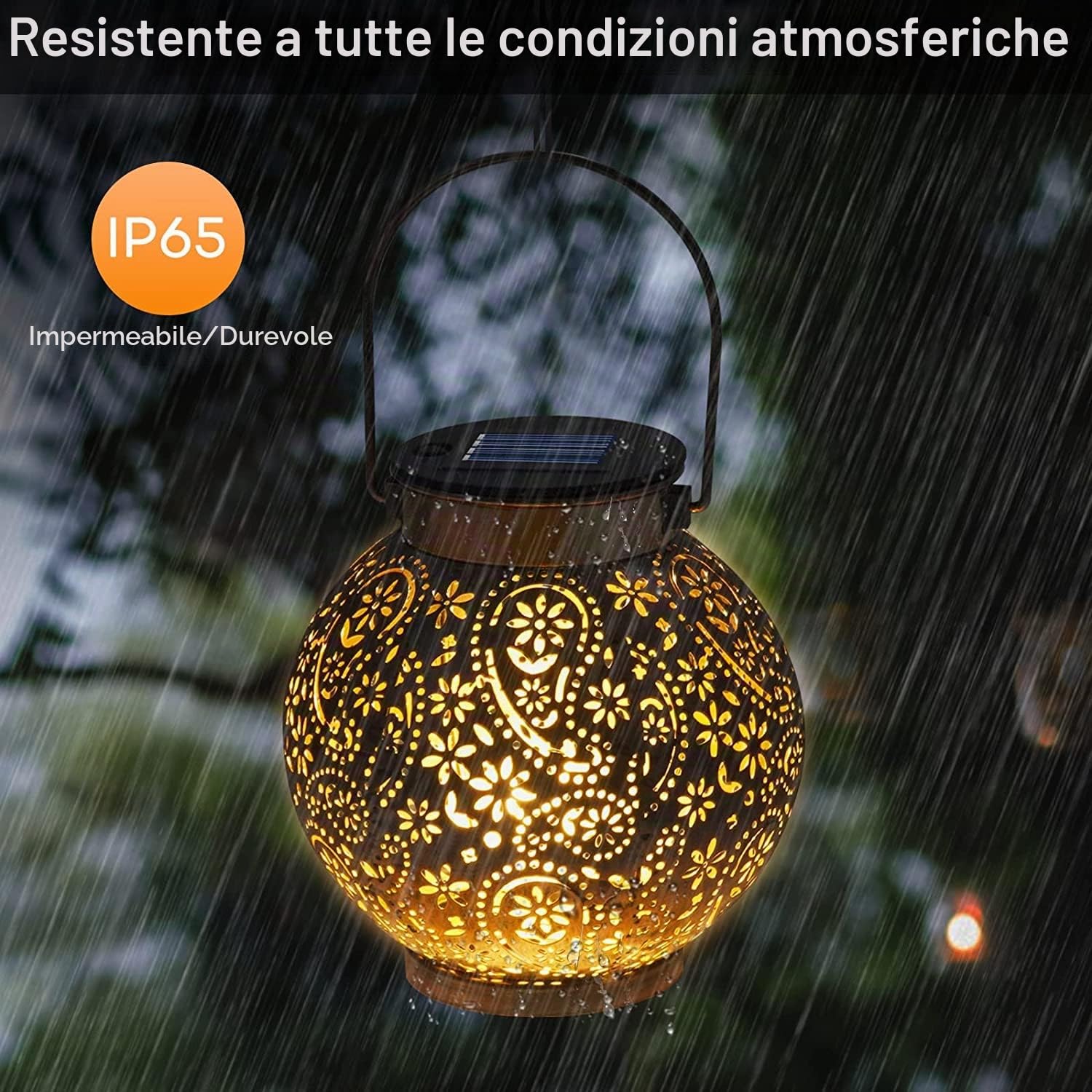 Lanterna Solare, 2 Pezzi IP65 Impermeabile Lampada Solare da Giardino, Solare Retro Luci Decorativo per Giardino, Terrazza, Balcone [Classe di efficienza energetica A+++]